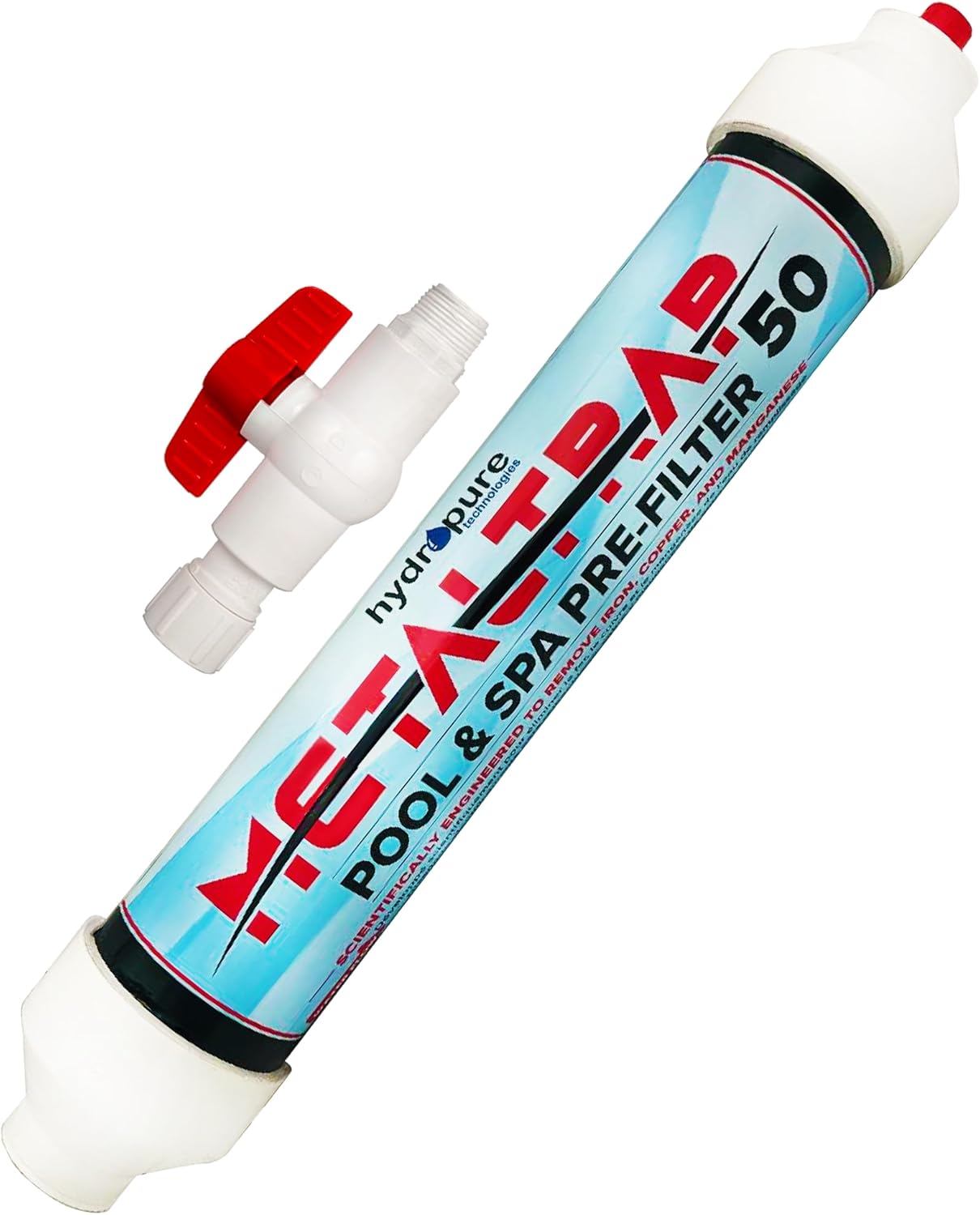 Hydropure Technologies 50,000 Gallon Pool and Spa Pre Filter, High Performance, City and Well Water, Removes Iron, Copper, and Other Metals, Includes Valve Connector, Made in USA