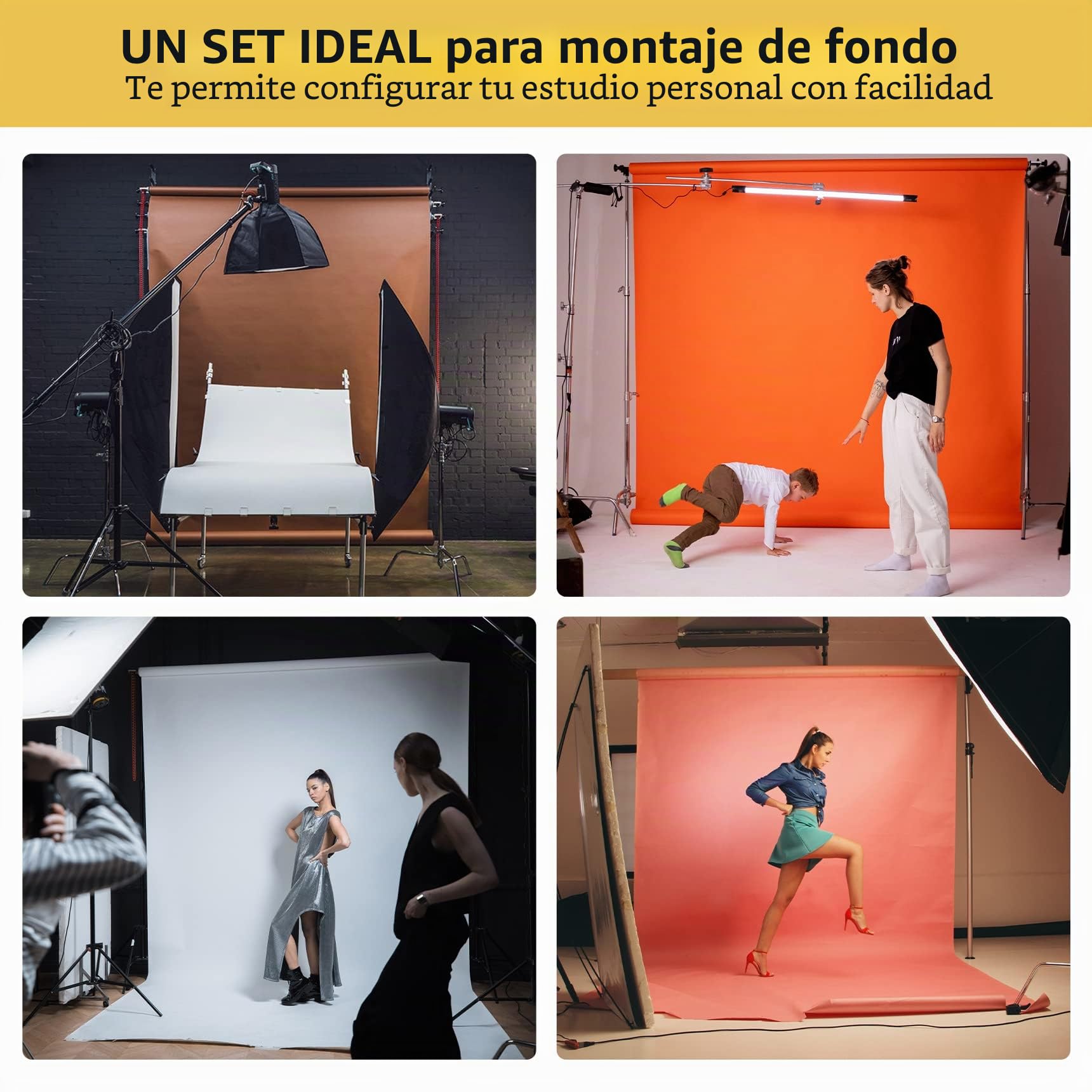 Selens Sistema de Soporte de Pared para fotografía de 4 Rollos | soporte de fondo manual, sistema de soporte para montaje en pared, incluye 4 cadenas, 2 ganchos individuales