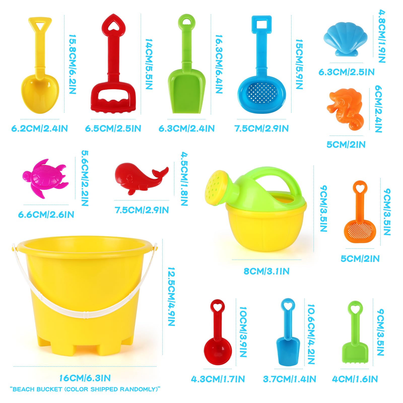 14-teiliges Sandspielzeug Set Für Kinder - Mit Faltbaren Eimern & Netzbeutel Für Strand & Sandkasten