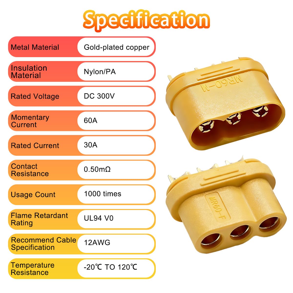 C 60A コネクター 6個セット C 60A オスコネクター C-60P 6個セット