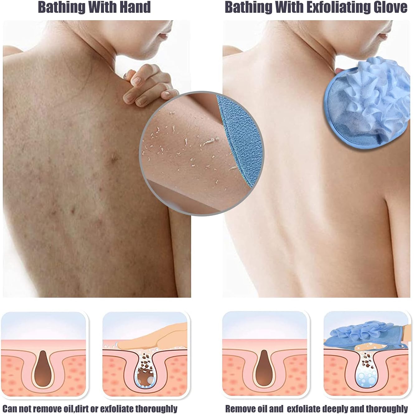 Exfoliating Bath Sponge, Shower Pouf Cleaning Loofahs Sponge, Shower Use Sponge,Body Scrubber Shower Sponge, Loofah Sponge Bath Scrubber Glove for Kids Women Men… : Beauty & Personal Care