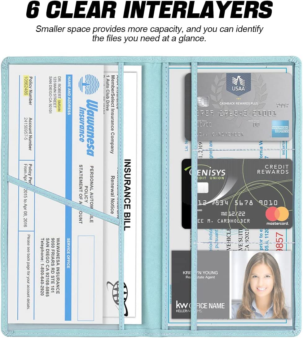 XINLIYA Car Registration and Insurance Card Holder PU Glove Box Essential Documents Paperwork Driver License Organizer for Car — view 4