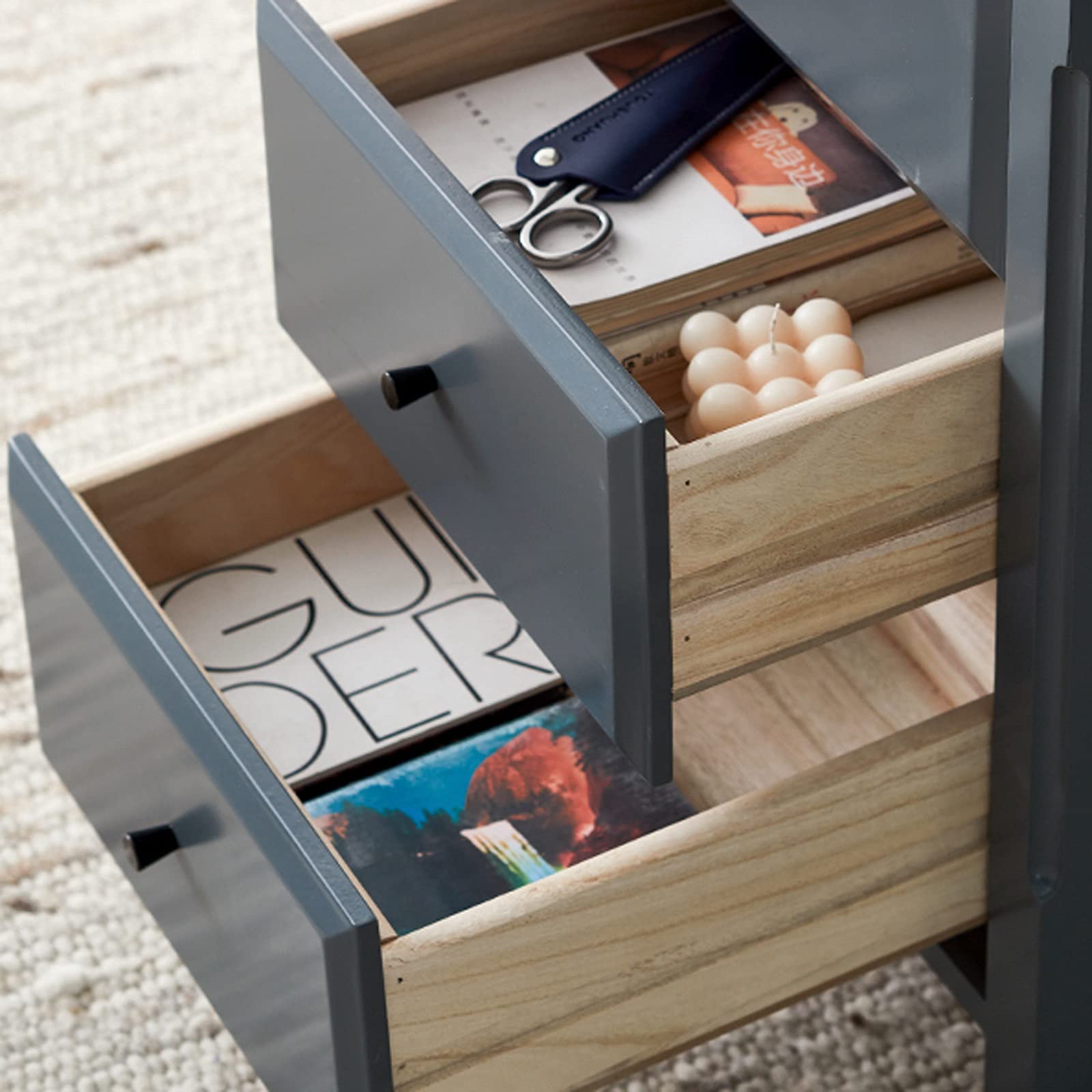 Comodino Comodino 3 cassetti, tavolino da Camera da Letto tavolino tavolino Divano in Legno armadietto con cassetti scorrevoli, con cassetto Scorrevole Comodino Camera da Letto