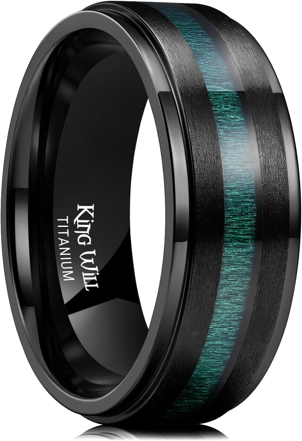 Titanium Wedding Band for Men 7-8mm Black/Silver/Gold Titanium Men Ring with Koa/Maple Wood Inlay, Wooden Wedding Ring for Men Women Comfort Fit Size 6-14