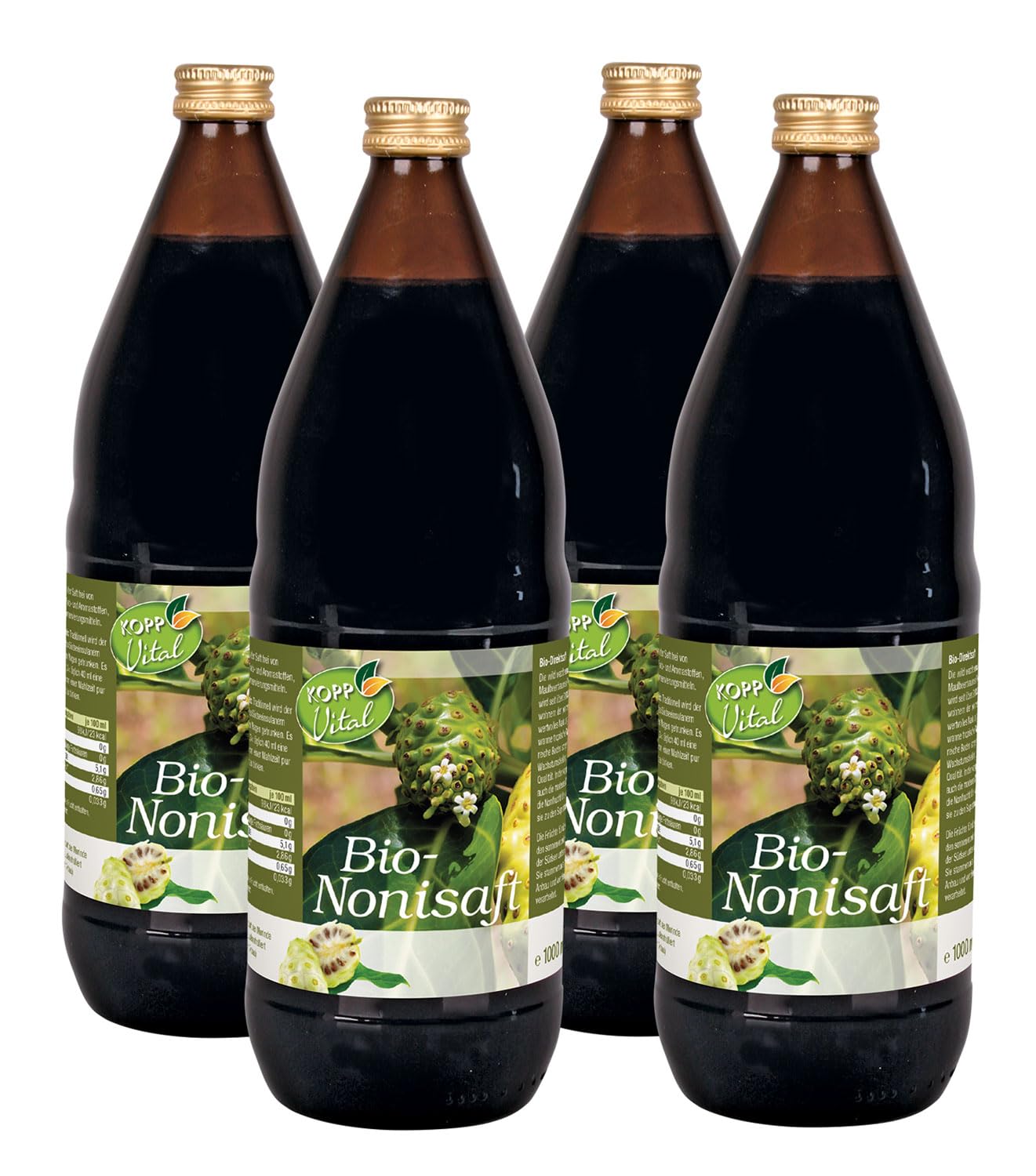 KOPP Vital® Bio-Nonisaft - Karton mit 4 x 1l | Bio-zertifiziert, biologisch kontrollierter Anbau, Direktsaft