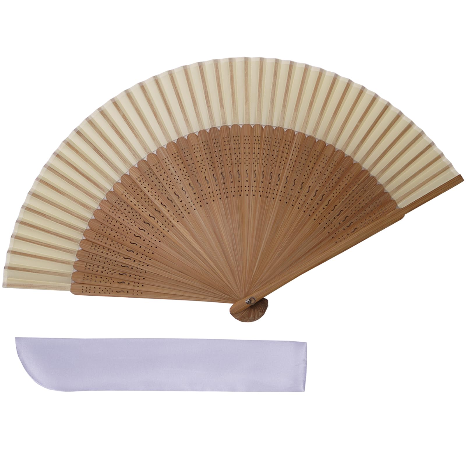 TOuWA Japanese Folding Fan 2 Piece Set with Fan Pouch Bamboo Rib