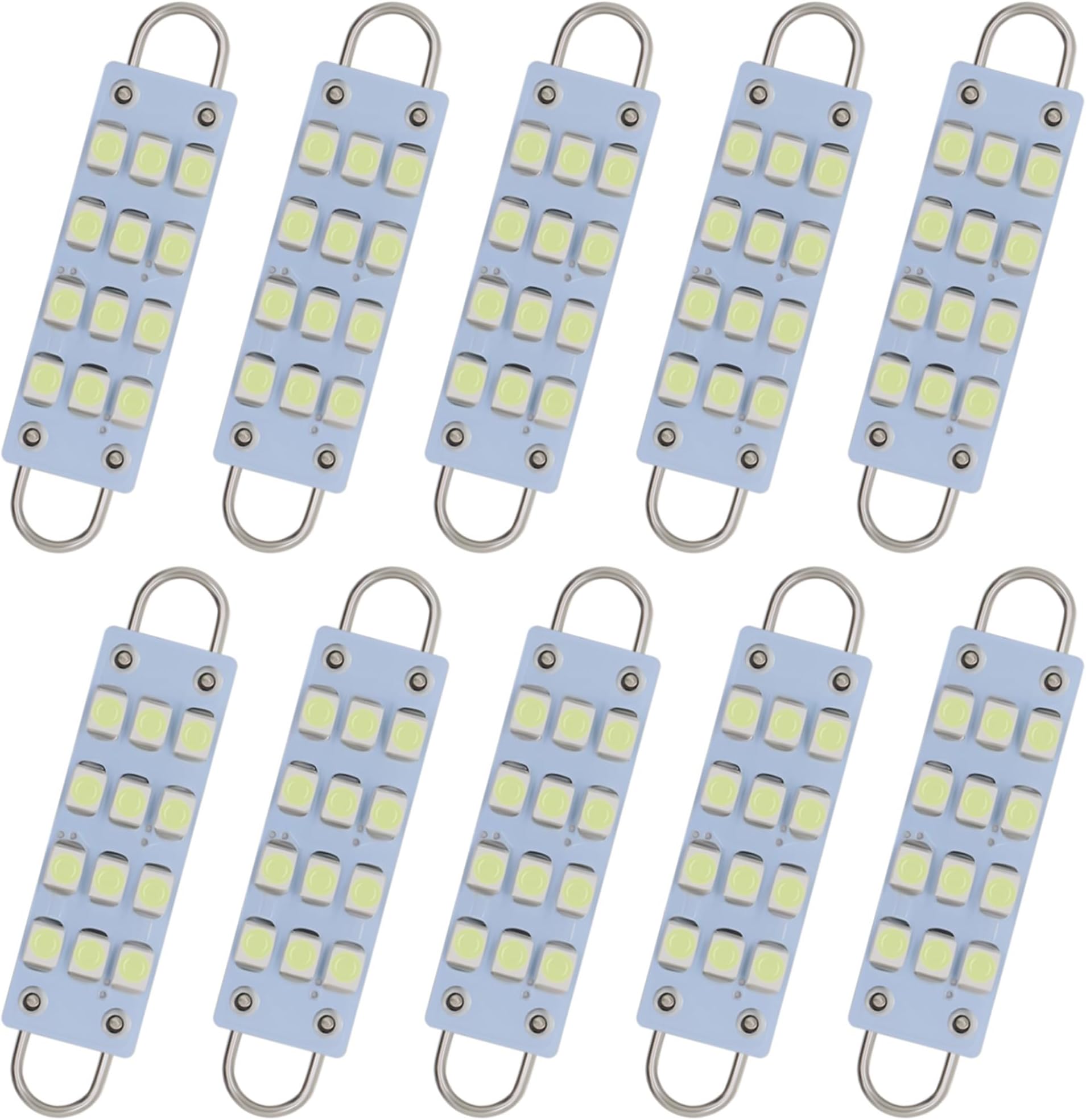 44mm 1.73" Rigid Loop Festoon LED Bulbs 12-SMD 3528 1210 Chips Car Interior Light Dome Map Light Door Courtesy Step Lights 561 562 567, Ice Blue DC 12V (Pack of 10)