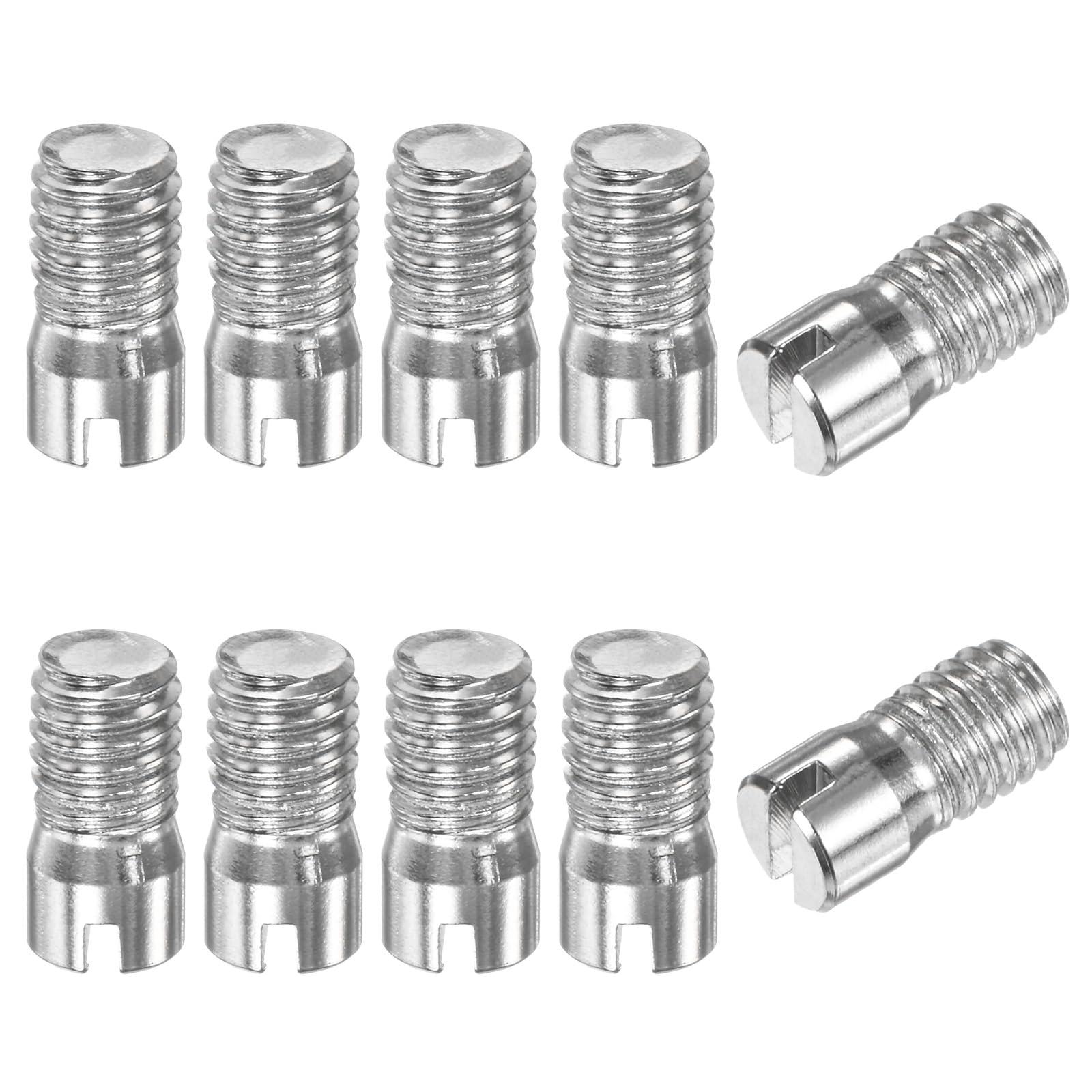 M METERXITY 10-Pack M5 x 10mm Slotted Cylindrical Pin Dowel, 304 Stainless Steel External Thread Locating Dowel Parallel Pins for Metal Devices/Wooden Projects [Silver Tone]