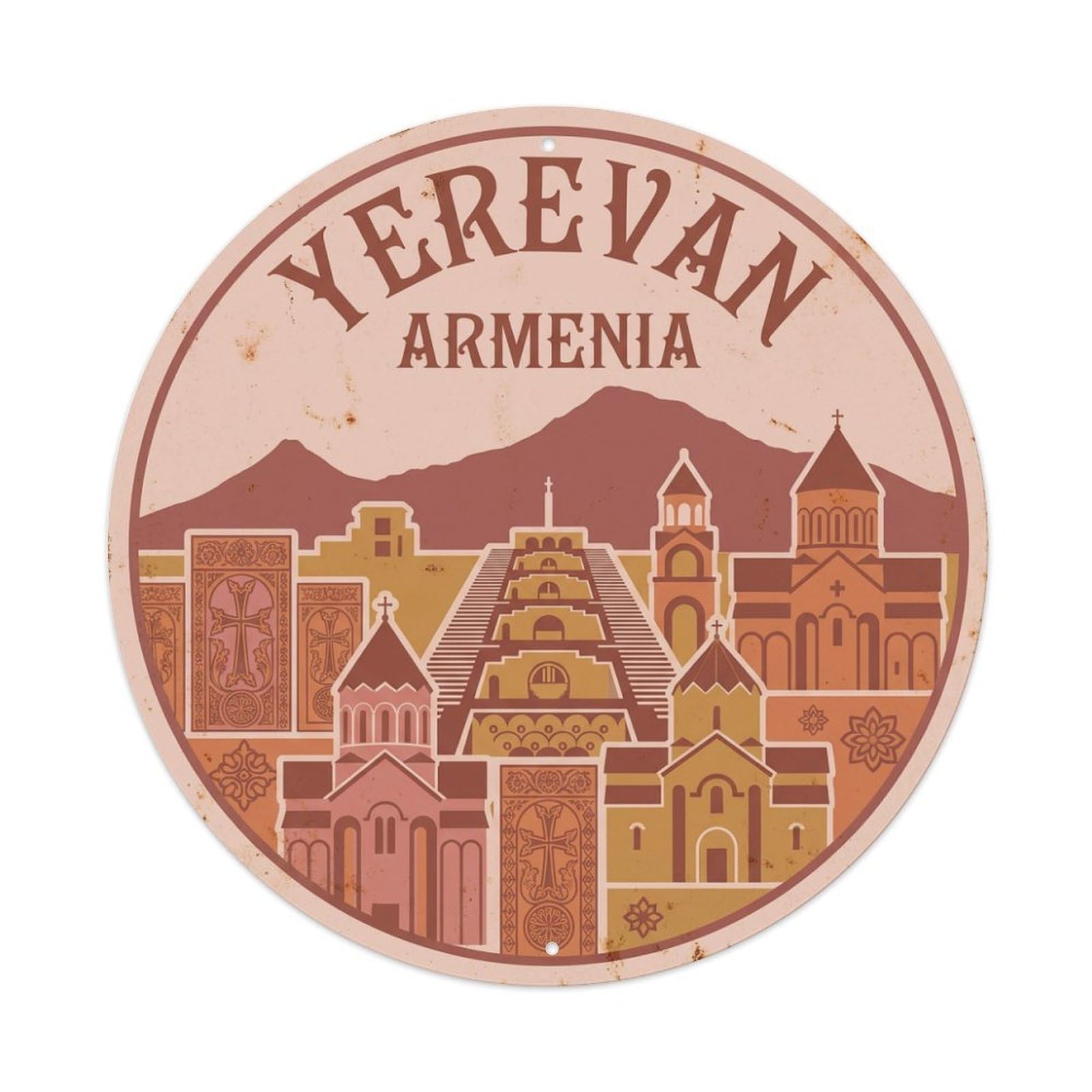 Retro Travel Armenia Yerevan Metal Tin Sign