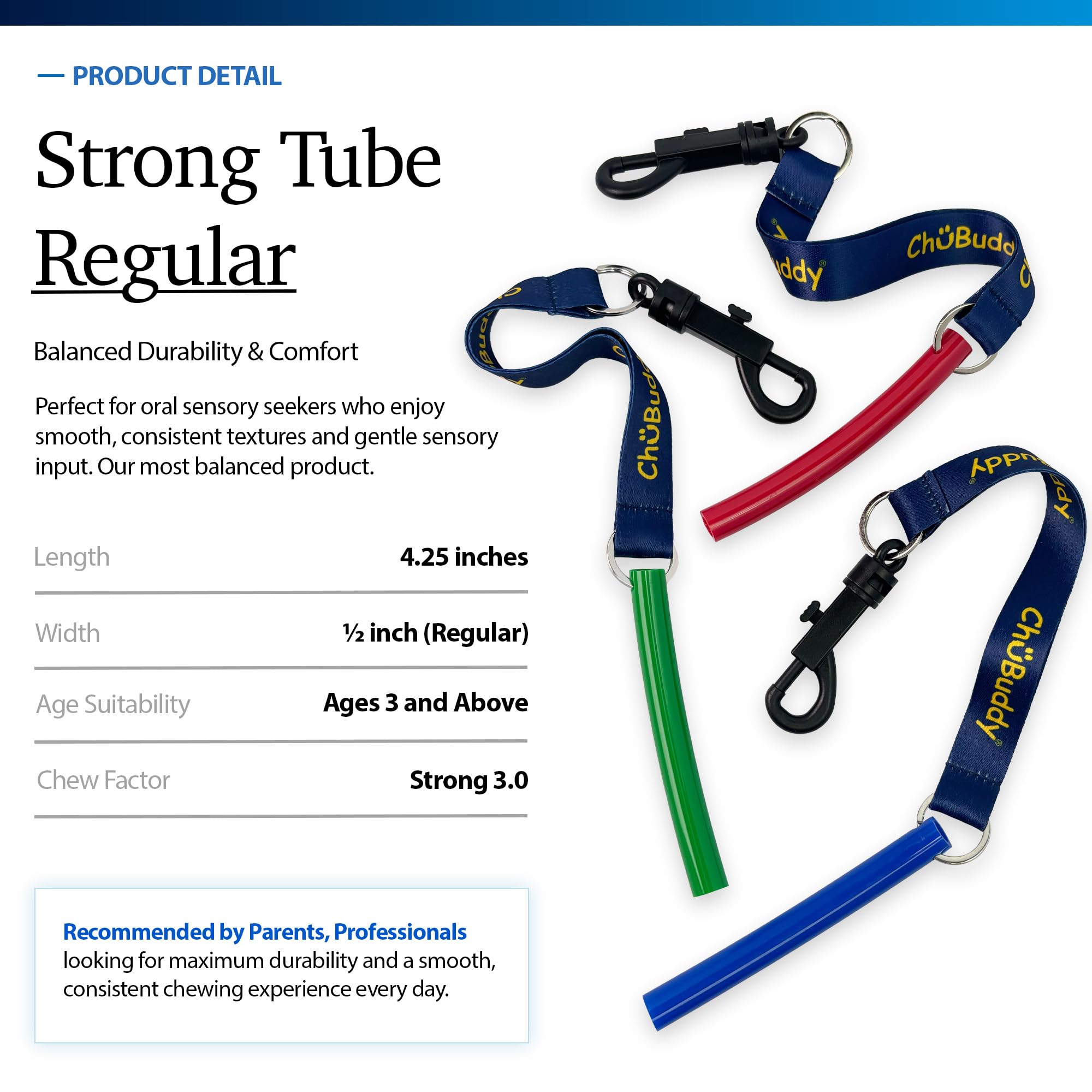 chubuddy Strong Tuben zum Anklippen, Blau, Grün und Rot, 3 Stück