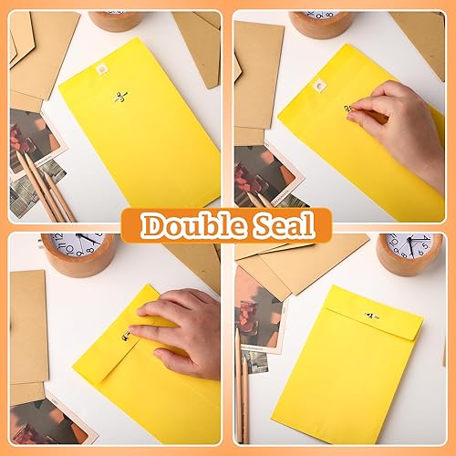 Miniatura 3 de 300 sobres de cierre de 6 x 9 pulgadas, sobres de manilla de 28 libras, cierre resistente y cierres engomados, sobres de catálogo de papel kraft de