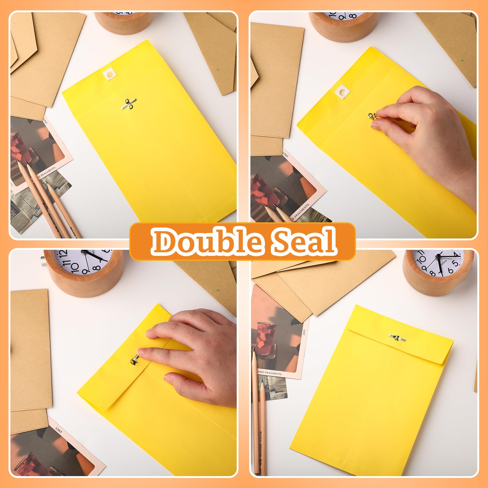 Colarr 300 Pcs Clasp Envelopes 6 x 9 Open End Catalog Envelopes with Clasp Closure and Gummed Seal 28lb Heavyweight Paper Envelopes for Home Office Business Legal or School (Multicolor)