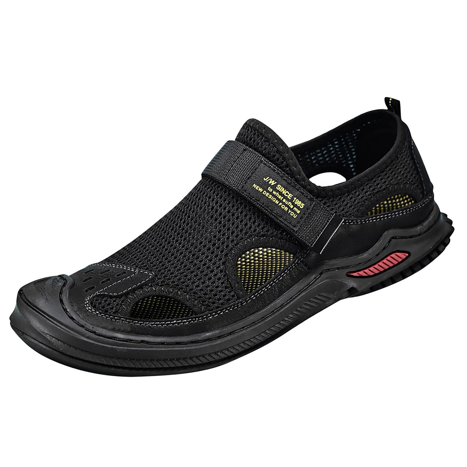 Męskie oddychające siatkowe sandały outdoorowe, lekkie letnie buty do chodzenia, sportowe, na plażę, wędrówki, trekking, sportowe, Czarny, 39.5 EU