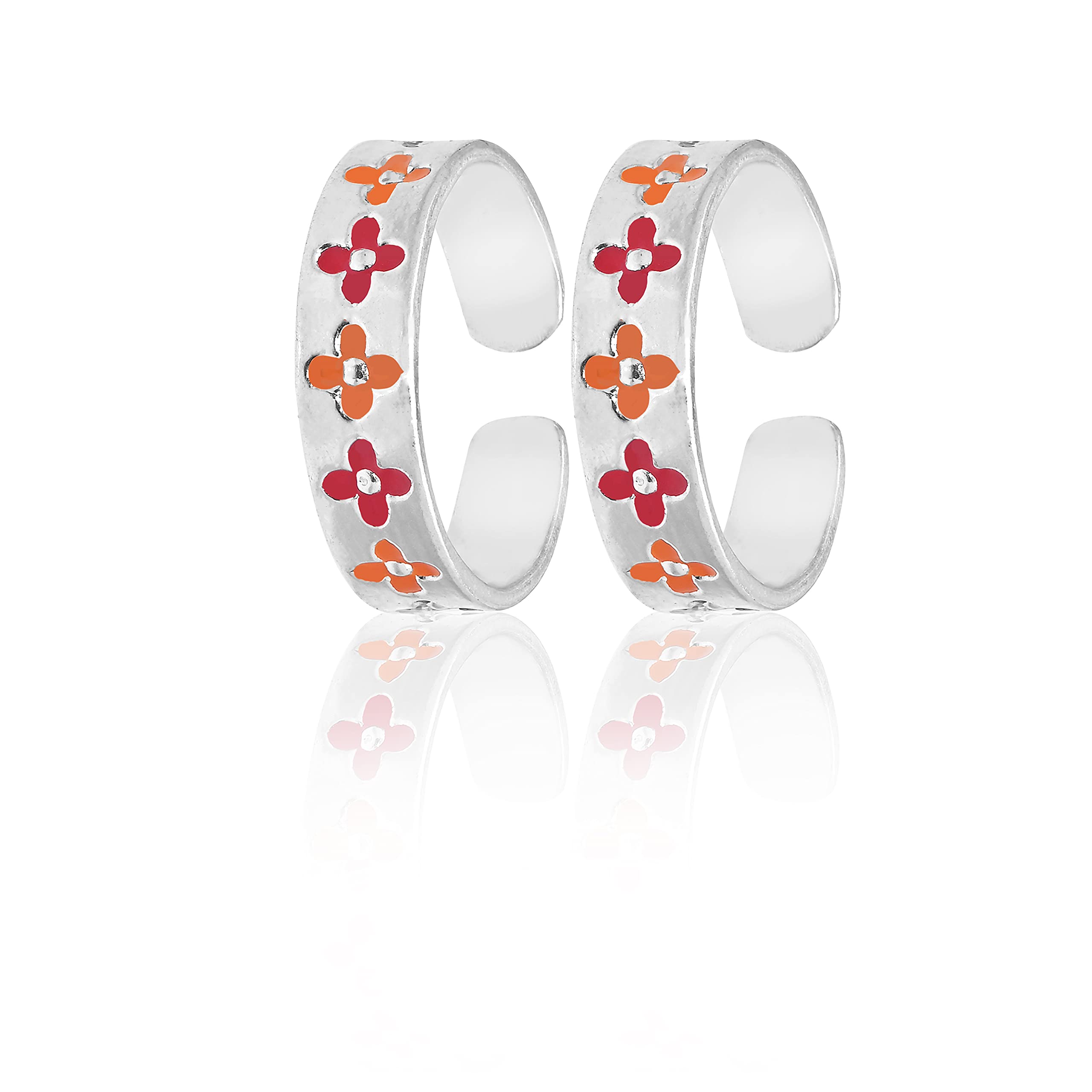 PAAVNI 925 Sterling Silver Band Style Glossy white Toe Rings with Meenakari for Women Pure Chandi Bichiya (B09GPG2V3V) Amazon Price History, Amazon Price Tracker