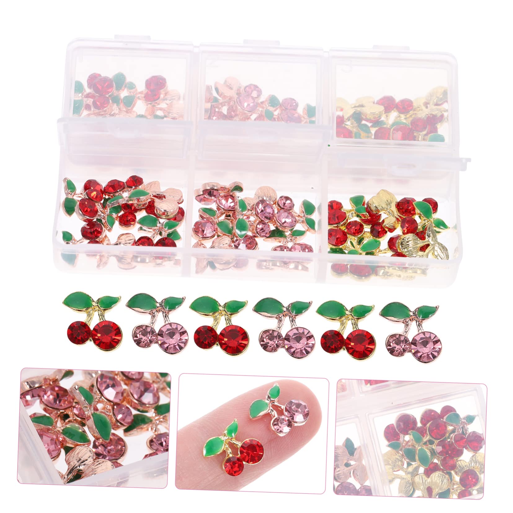 Mipcase 300pezzi Charms Per Unghie Con Ciliegie e Strass Decorazioni Per Nail Art Accessori Eleganti Per Donne e Fai Da Te Per Unghie e Crafting