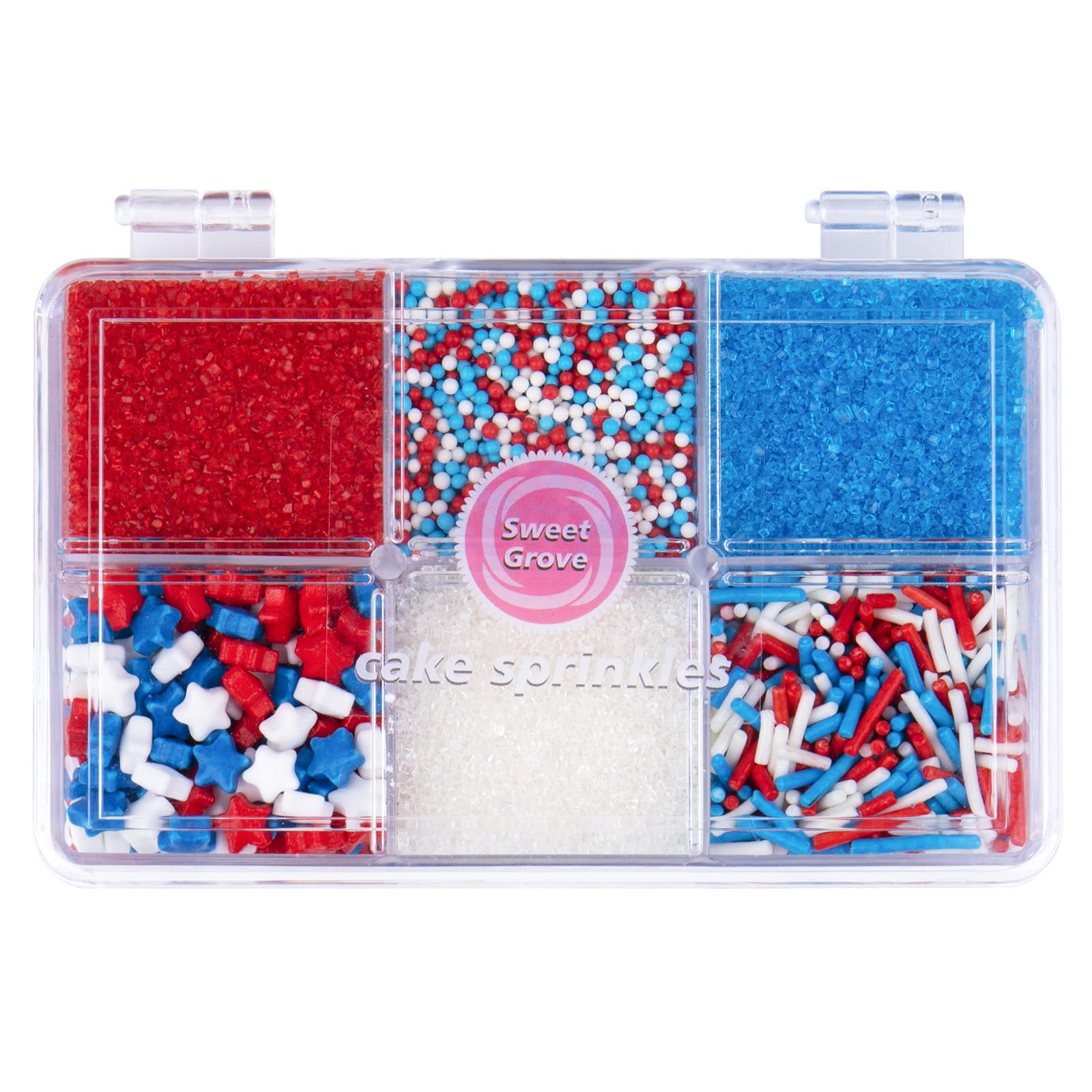 Red White and Blue Sprinkles - 6.53oz Patriotic 4th of July Sprinkles for Cake Decorating, Jimmies Nonpareils Stars Sanding Sugar Mix, Edible Cake