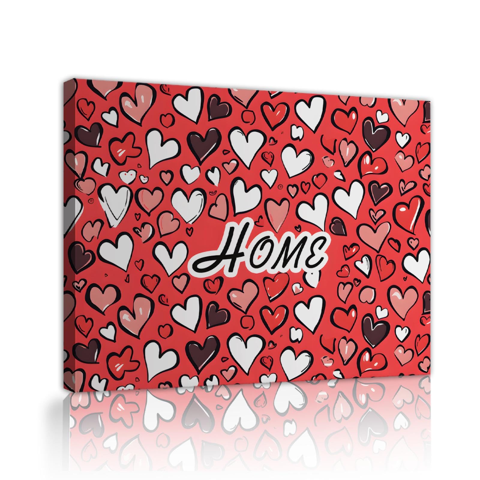 Via Vela art mural sur toile de style dessin animé motif d’amour coloré impressions sur toile et affiches peinture murale rouge pour salon décor intérieure 90x115cm cadre intérieur