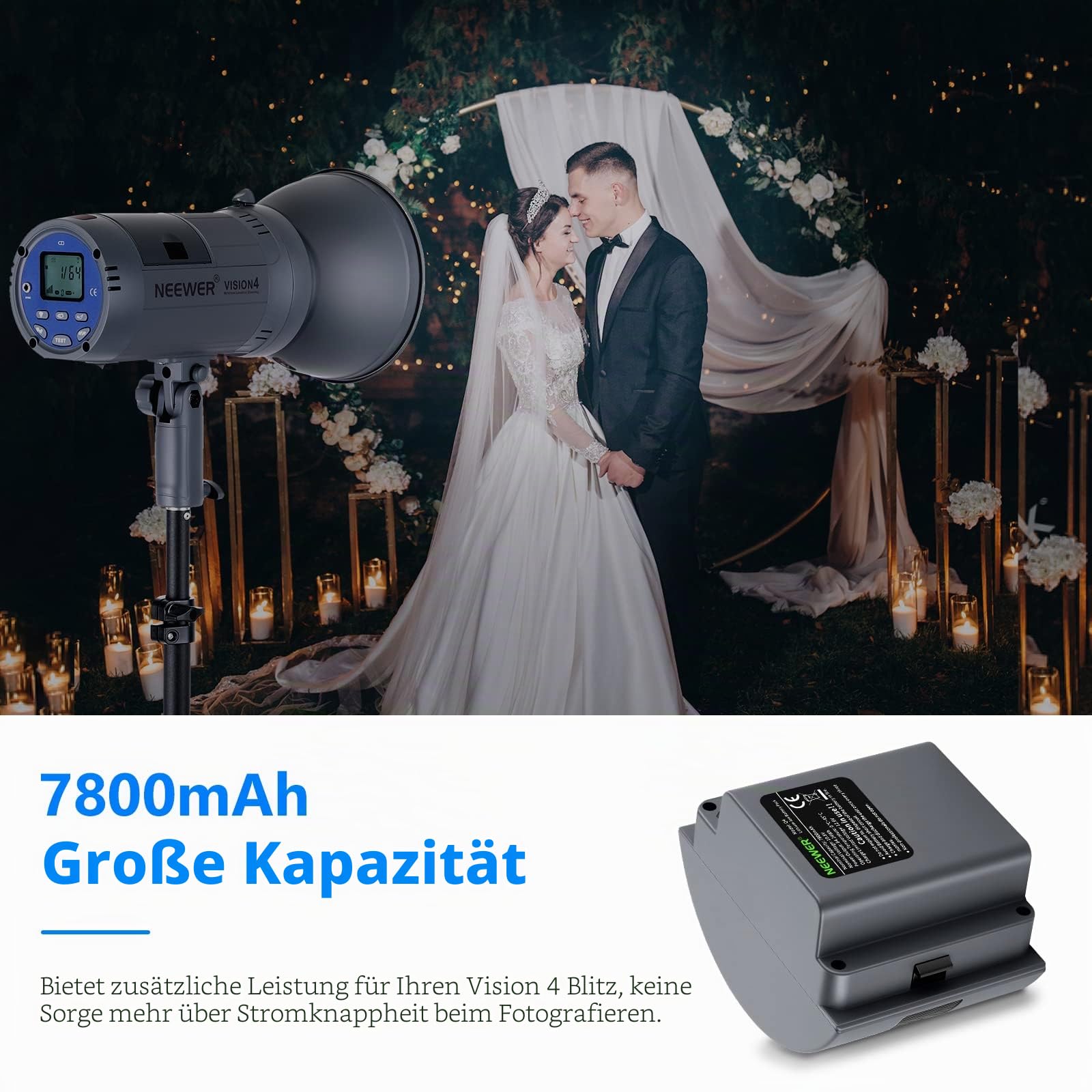 NEEWER Li-Ionen Akku Hohe Kapazität Wiederaufladbare Blitz Ersatzakku für Q300 Vision4 ML300 Outdoor Studio Blitzgerät