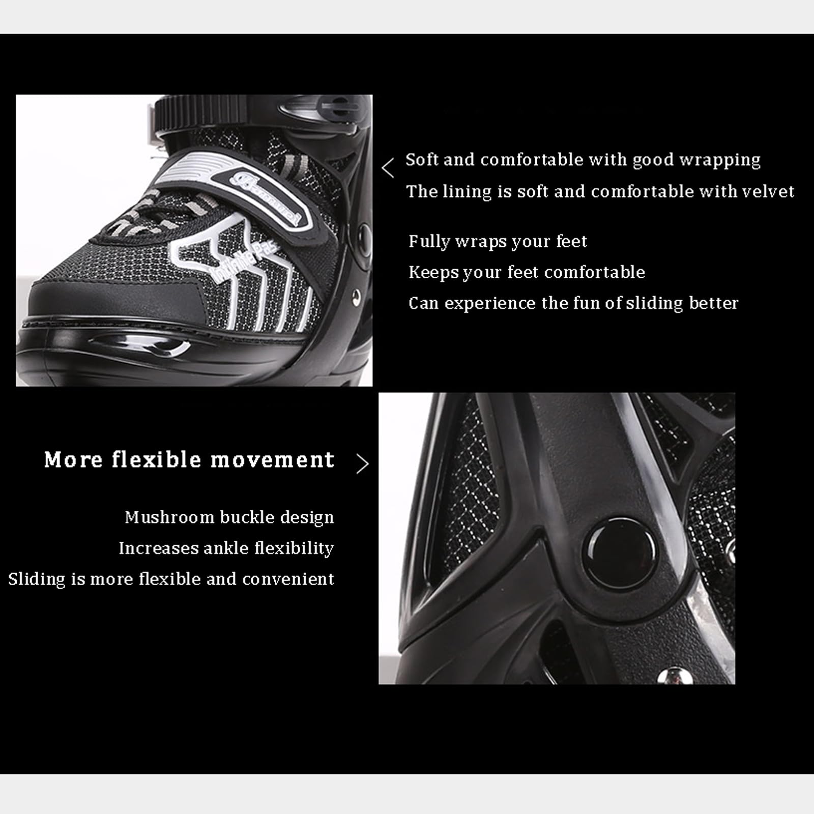 Patins de vitesse pour adultes,Patins à glace pour Les Adolescent Garçon Fille,Patins À Glace avec Système De Laçage Rapide Et Boucle À Poussoir pour Un Maintien Sûr,Patins réglables en tailles