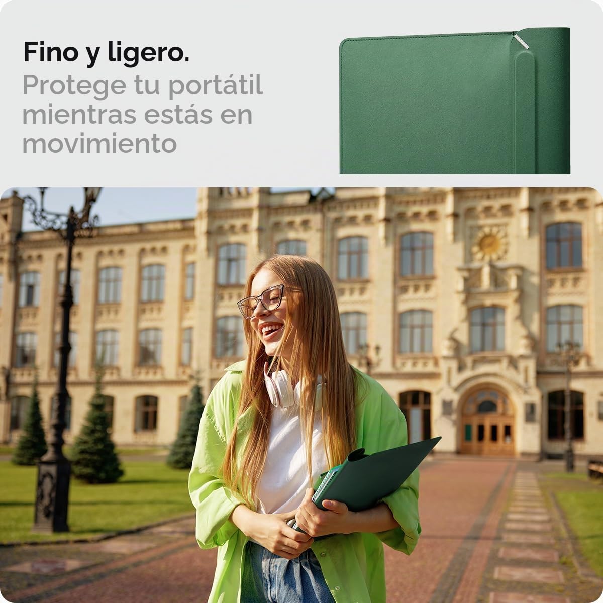 Spigen Funda para portátil Valentinus 15 15.6 16 Pulgadas, Compatible con MacBook Pro, Solapa magnética integrada, Funda de Piel para portátil, Bolsa para portátil - Verde