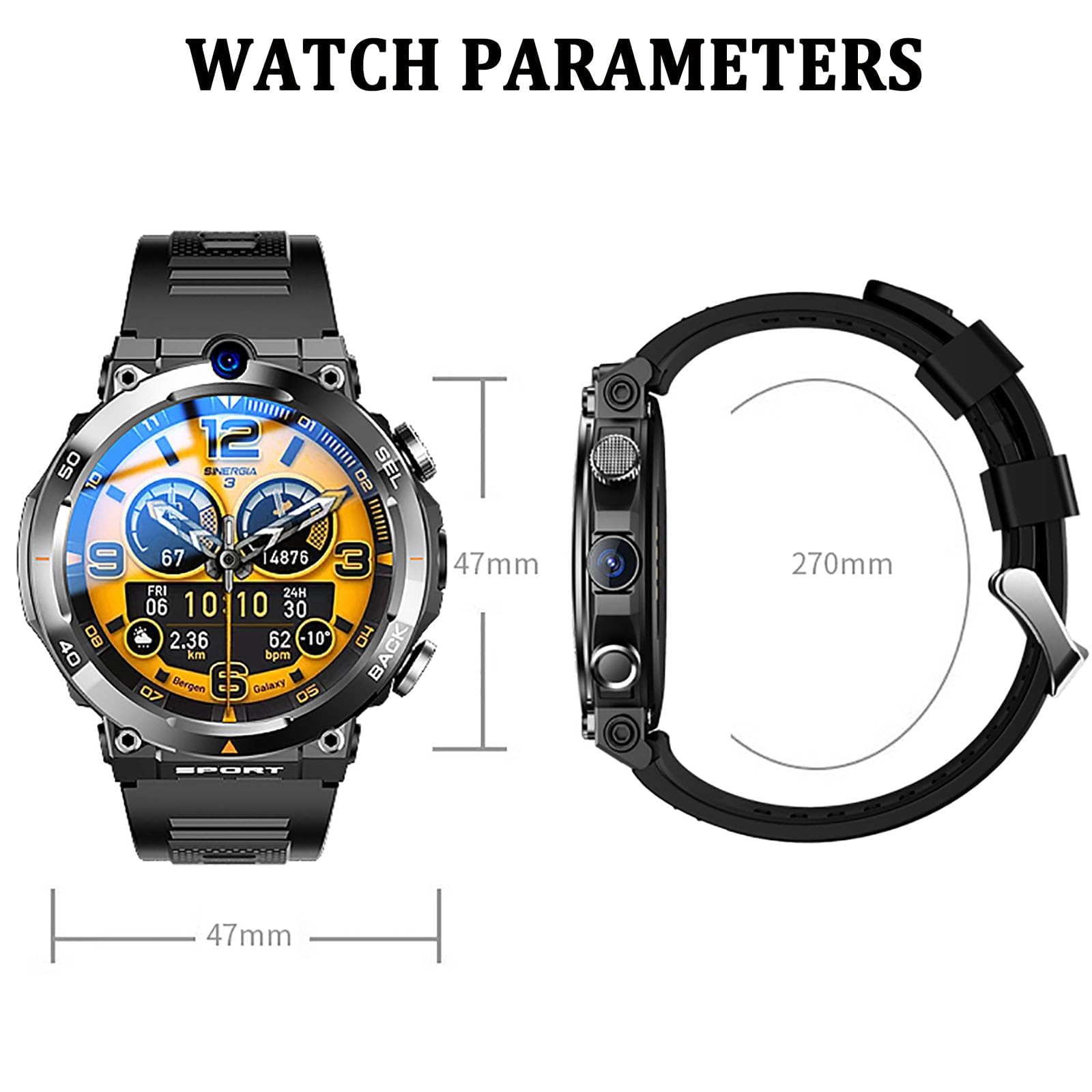 Orologio intelligente per rispondere/effettuare chiamate, con scheda SIM 4G, con schermo rotondo da 1,39 pollici, doppia fotocamera frontale/laterale, impermeabile IP67, posizionamento NFC