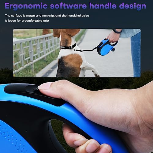 Miniatura 6 de Correa retráctil para perro con cable a prueba de mordidas, correa resistente de 26 pies para perros medianos y grandes de hasta 110 libras, correa