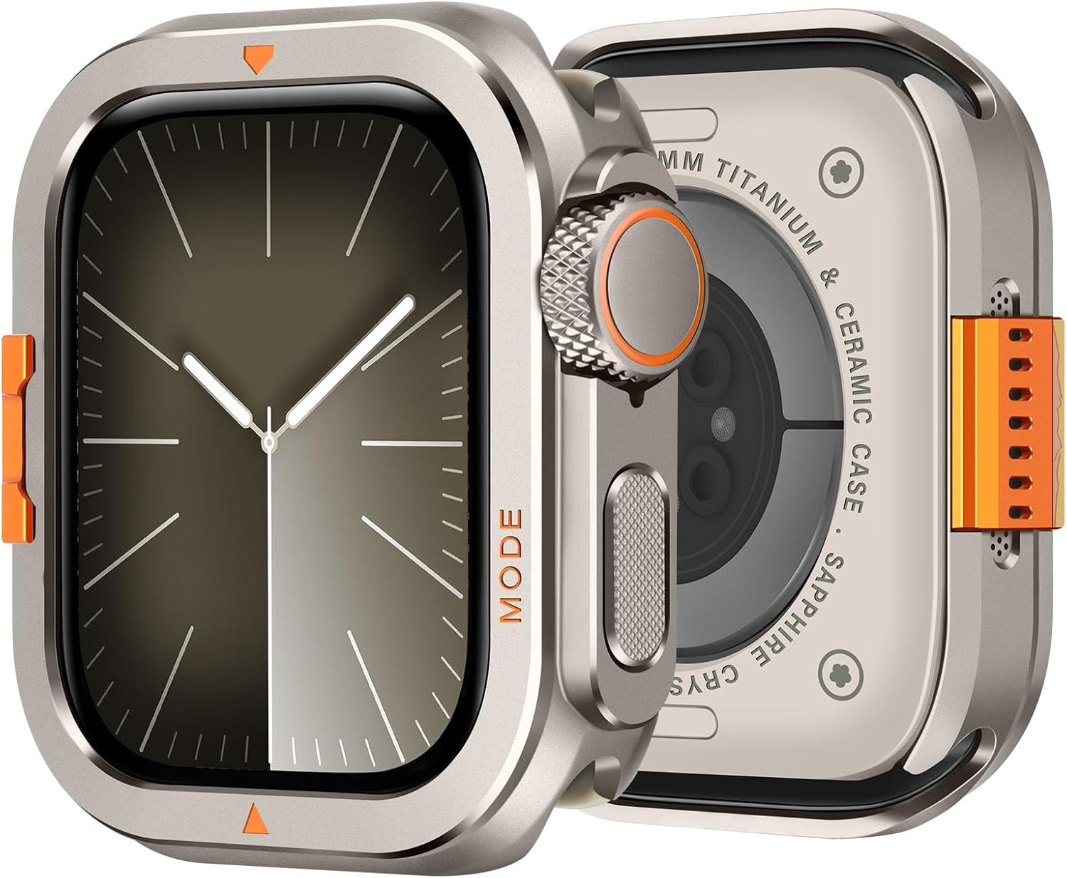 Bisikor 2 in 1 Metal Case Compatible with Apple Watch Series 9/Series 8/Series 7 45mm Case, Rugged Protective Metal Bumper with Back Cover for iWatch 45mm, Natural Titanium