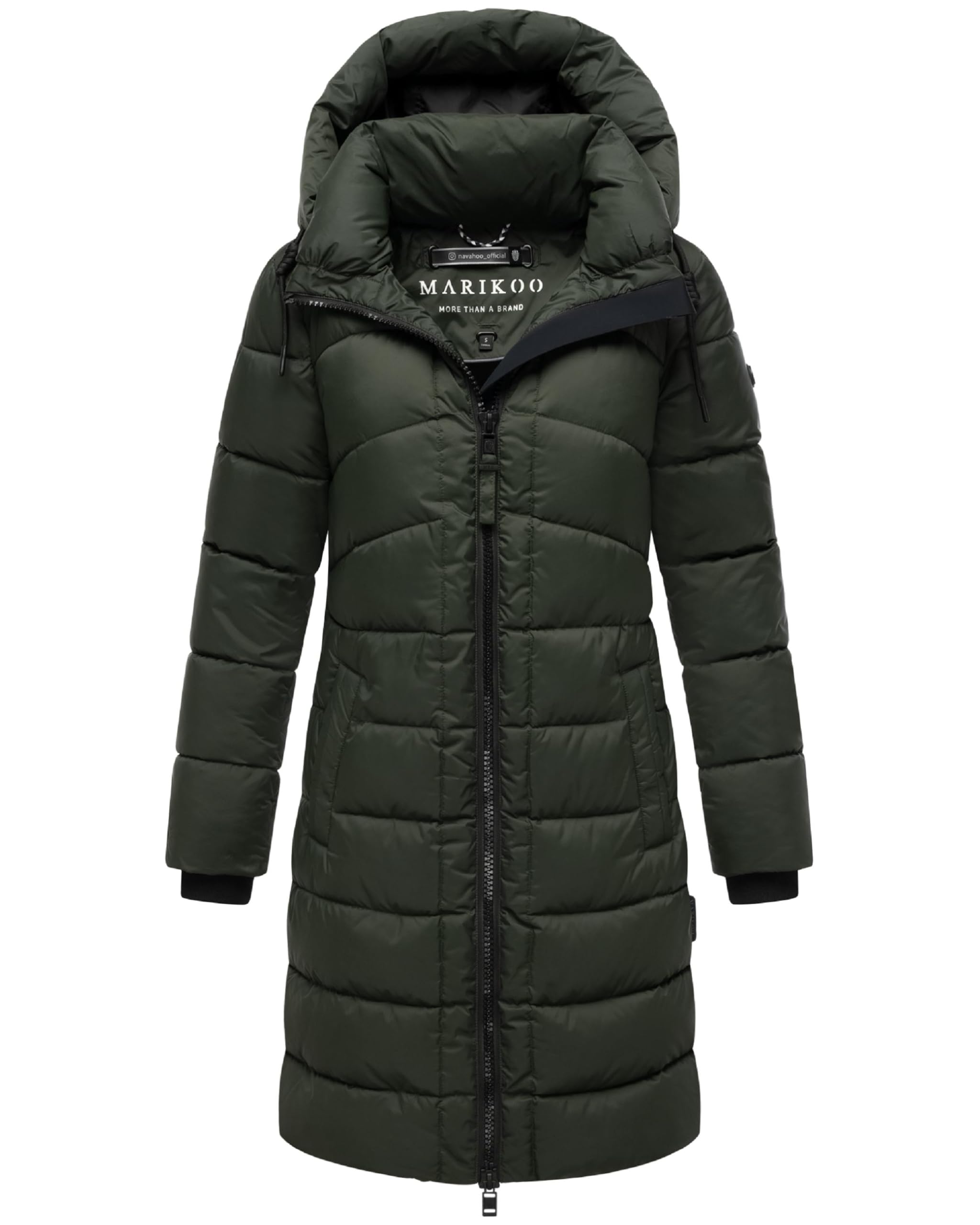 MARIKOO Abrigo largo de invierno para mujer, abrigo acolchado cálido con capucha extraíble, bolsillos fríos 16 S-3XL