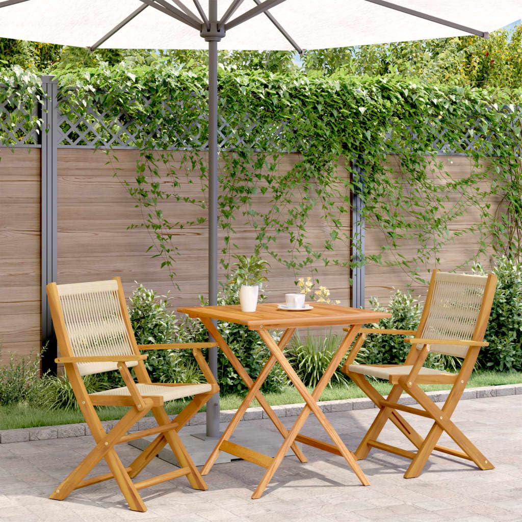 Ensemble de bistro 3 pièces beige pliable et résistant aux intempéries