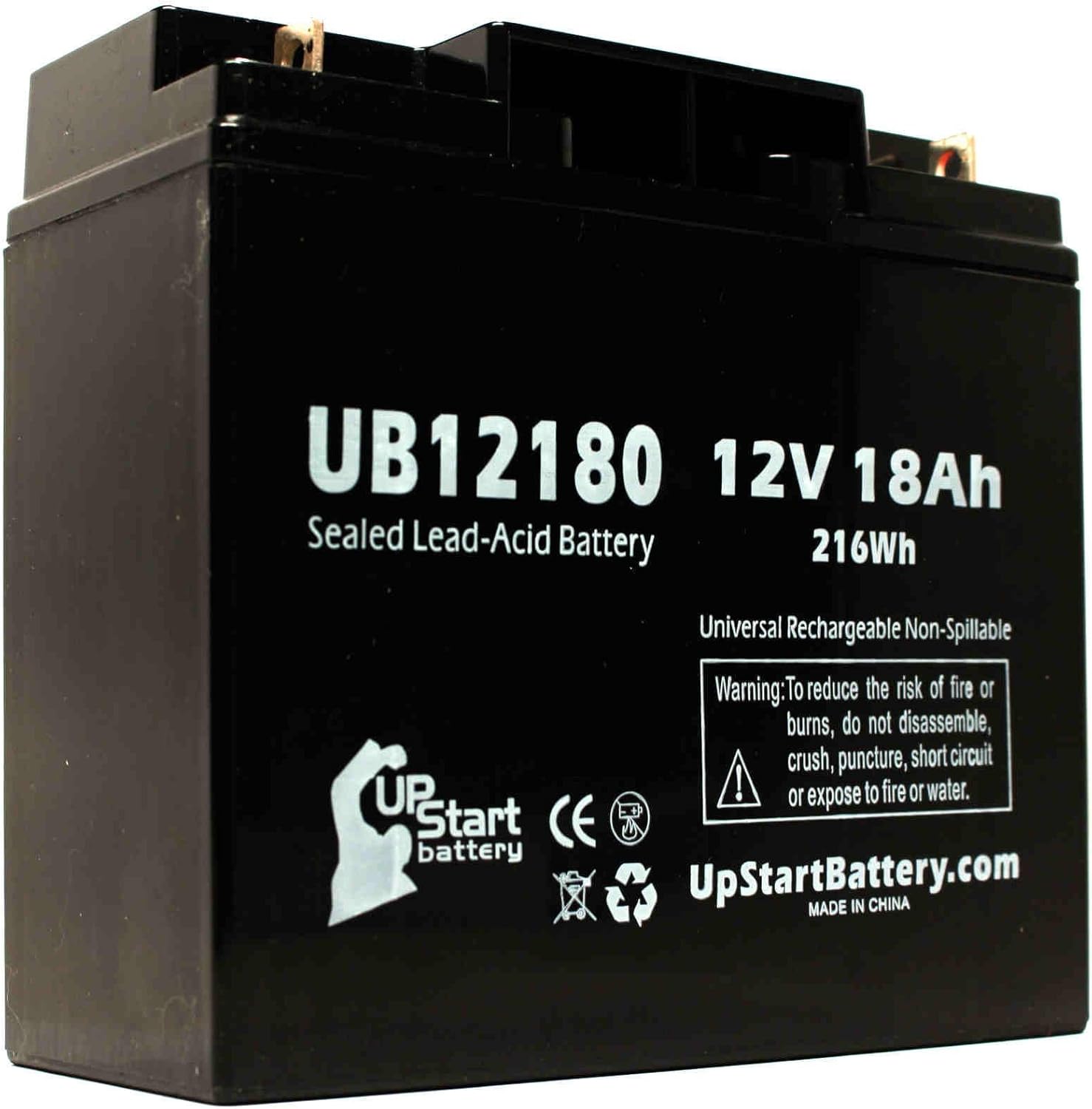 Replacement for Shing Yang Power Power SY12170 Battery - Replacement UB12180 Universal Sealed Lead Acid Battery (12V, 18Ah, 18000mAh, T4 Terminal, AGM, SLA)