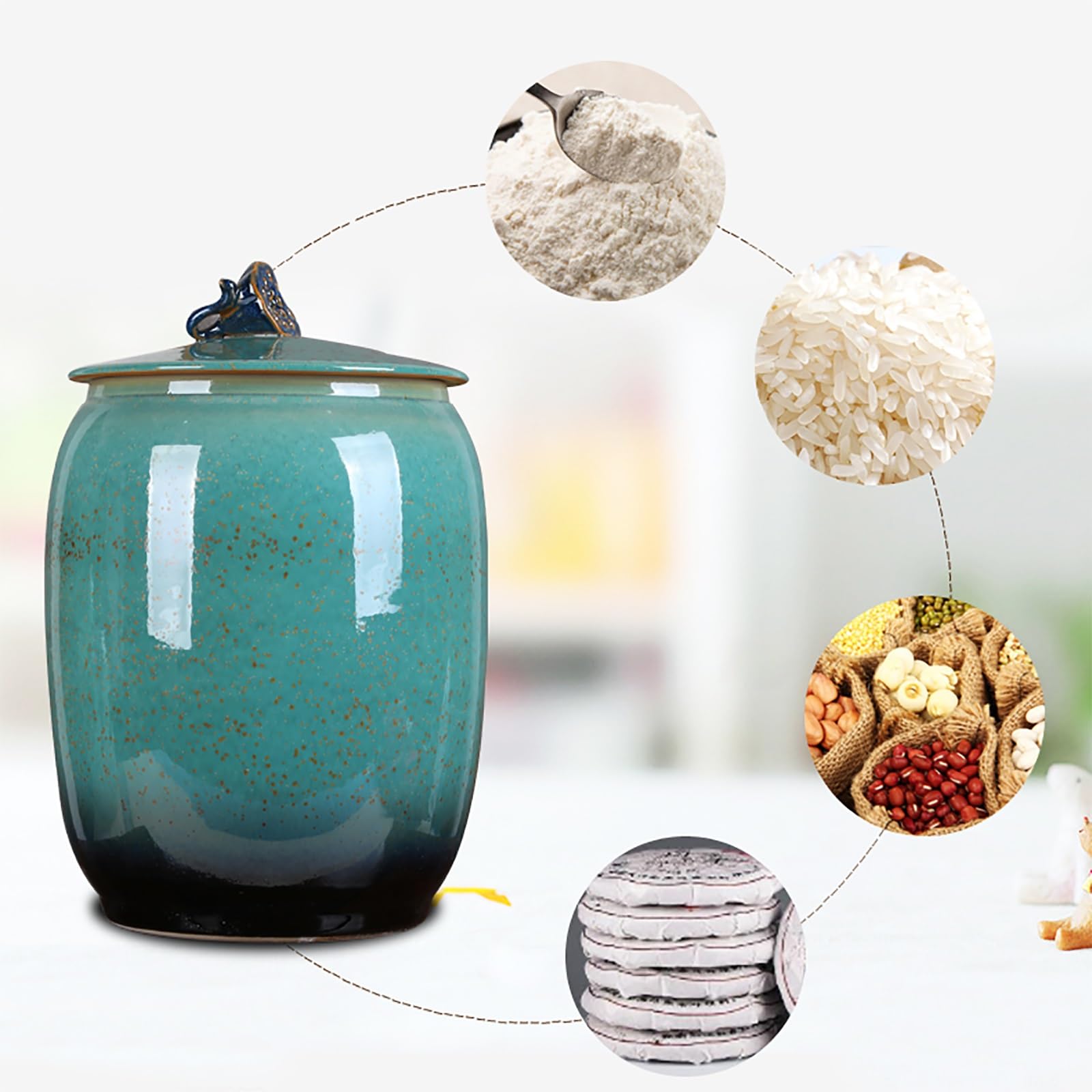 Barattolo Di Riso Barattoli Di Ceramica In Stile Cinese Per La Conservazione Degli Alimenti Cilindro Di Conservazione Degli Alimenti Classico Contenitore Di Conservazione Dei Cereali In Ceramica Retrò