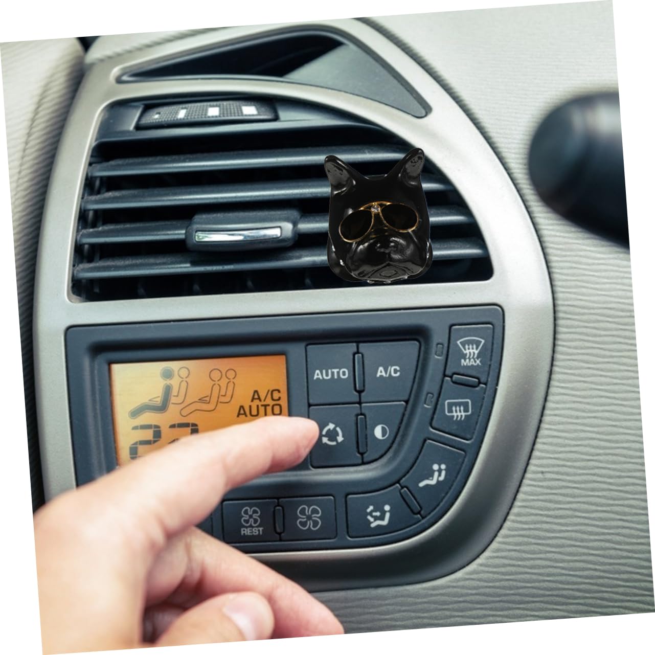 SOLUSTRE 3pezzi Clip Per Bocchetta Aria Auto Forma Di Testa Di Cane Francese Decorazione Interni Auto Accessorio Per Ventilazione Design Unico e Resistente Per Ogni Occasione