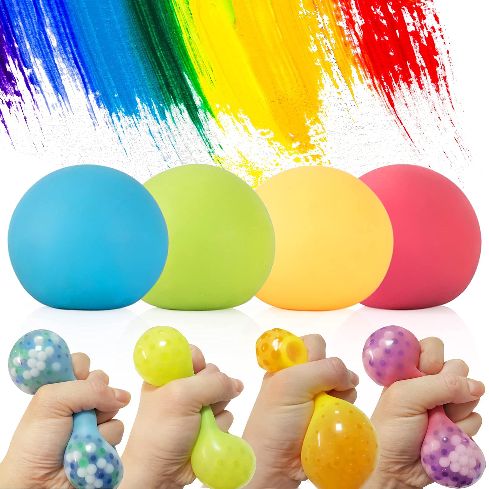 Graduation Gifts-Stress Balls for Kids with Gel Bead Inside, Color Changing Balls, Soft Sensory Stress Relief Balls 4 Pack for Child, Adults with Autism, ADHD,Gift Pack