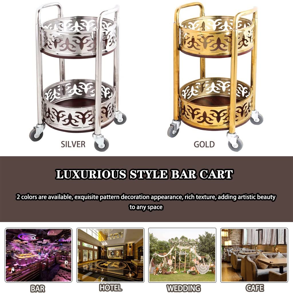 Carrito de bebidas – Estación de bebidas móvil de doble brazo para restaurantes, equipo portátil para banquetes, elegante solución para servir alimentos y bebidas, mesa de servicio de 80 x 40 cm