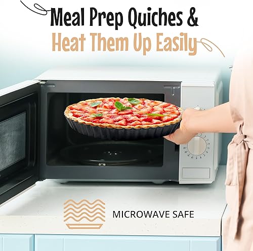 Miniatura 5 de Sartén para tartas de 9 pulgadas con parte inferior extraíble, sartén antiadherente para quiche y tartas, sartén de acero al carbono, parte superior