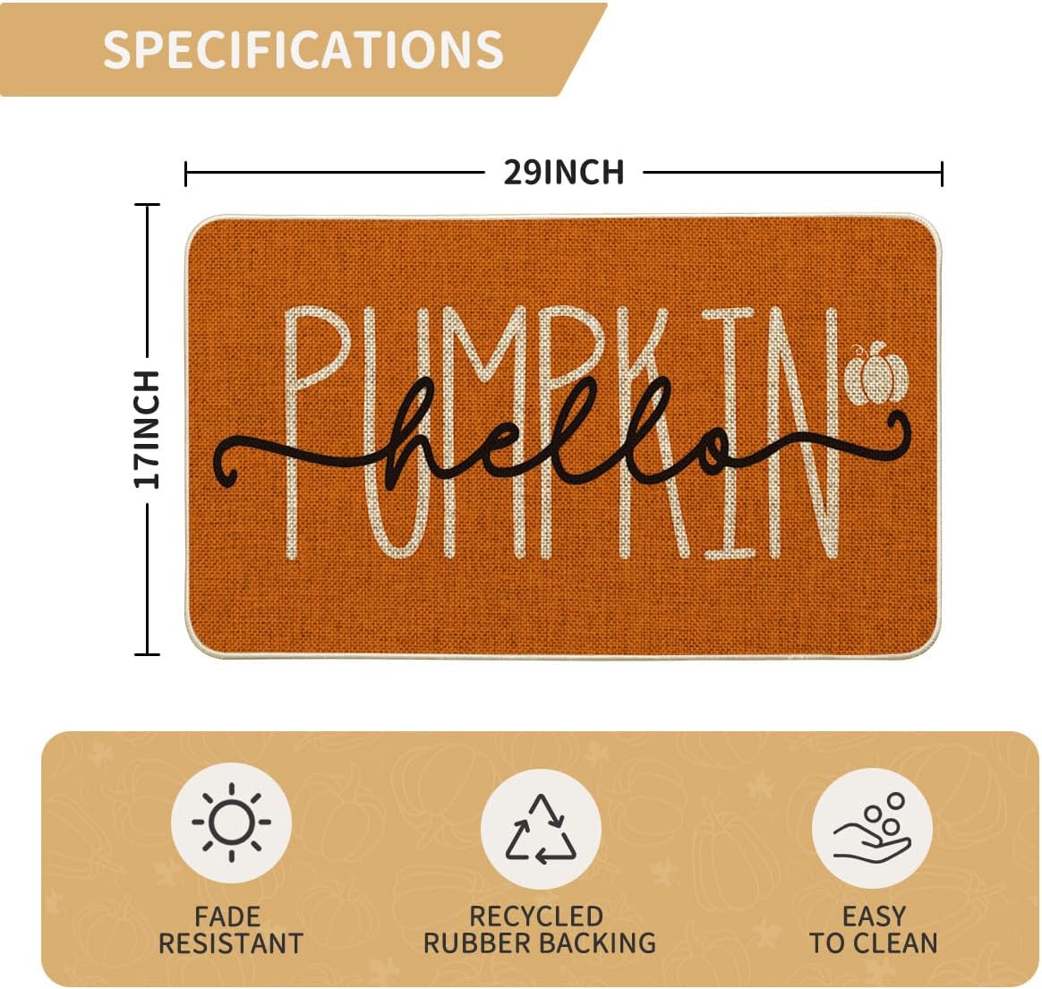 Artoid Mode Orange Hello Pumpkin Fall Doormat 17x29 Inch