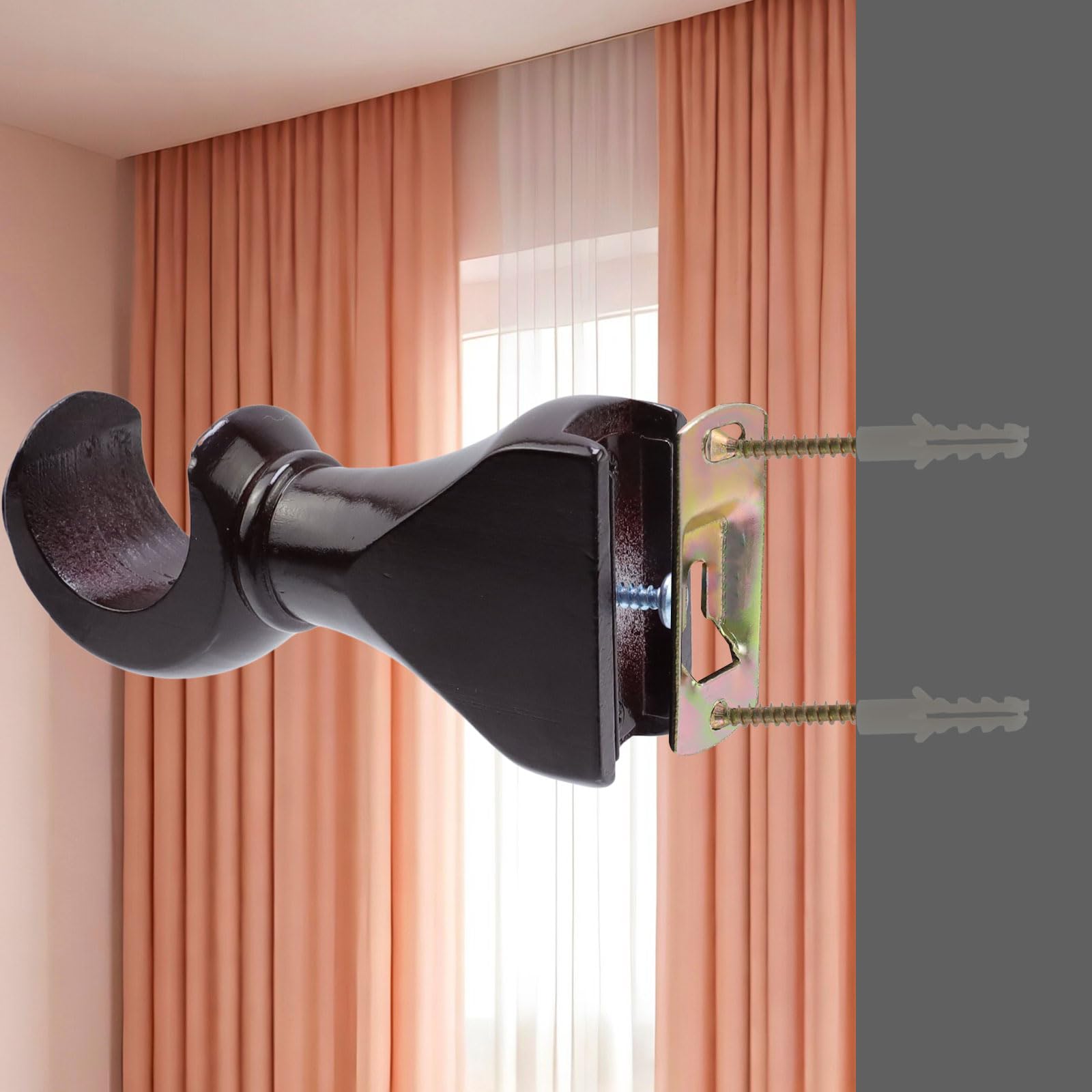 Support pour tringle à rideau Décor 35mm chêne foncé verni INSPIRE | Leroy Merlin