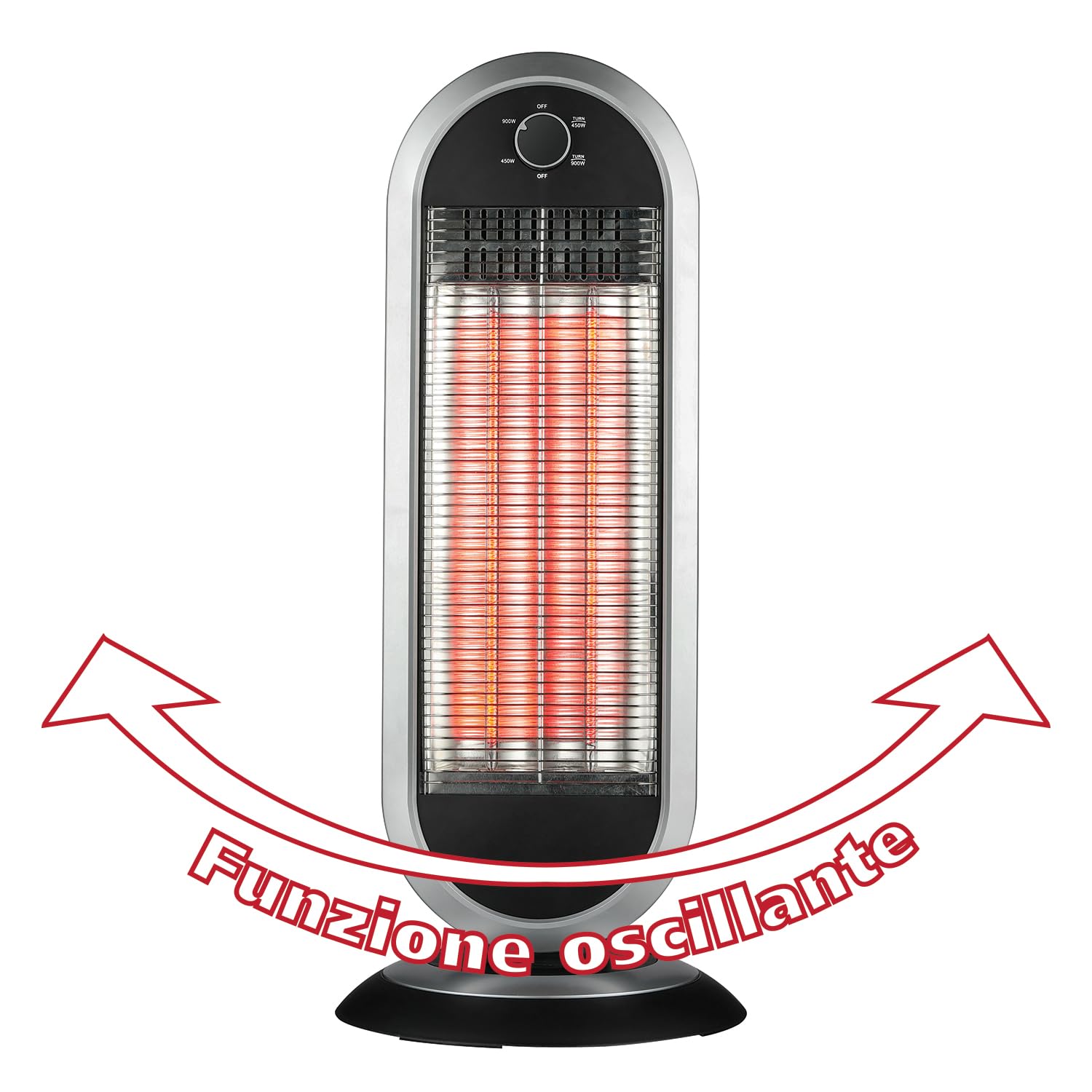 Radiatore a carbone 900W con base oscillante. Antracite
