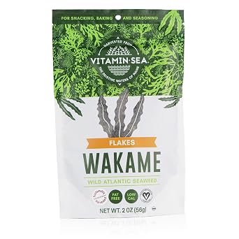 VITAMINSEA Wakame Dried Seaweed | Wild North Atlantic Seaweed for Snacking, Seasoning, Soups & Salads | Rich in Vitamins, Minerals, Aminos & Antioxidants Perfect for Thyroid Support | Flakes 2 oz