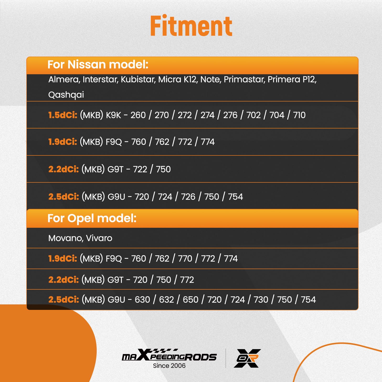 maXpeedingrods Motore Tempismo Impostazione Bloccaggio Kit per Renault per Nissan per Opel 1.5 1.9 DCI K9K F9Q G9T G9U 2.2 2.5 dCi/Di/DTi/CDTi MOT1538 MOT1537 MOT1054 KM6205