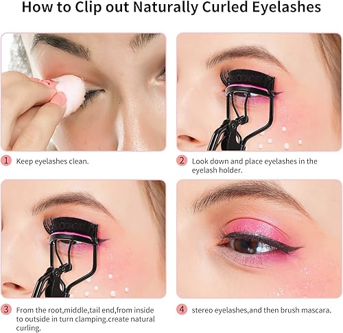 Miniatura 3 de Docolor Kit de rizador de pestañas con 17 piezas de pinceles de maquillaje coloridos, regalo de primera calidad, base Kabuki sintética, mezcla de