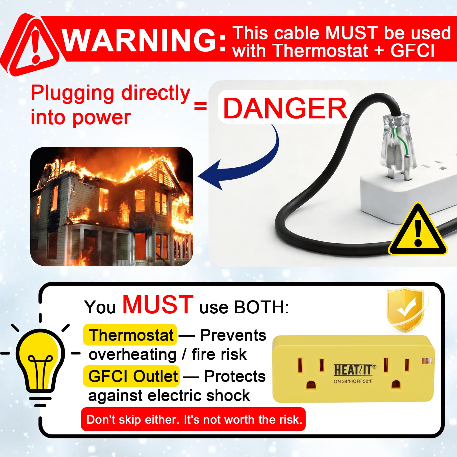 HEATIT HIRD 100 feet Roof & Gutter De-Icing Cable - 3