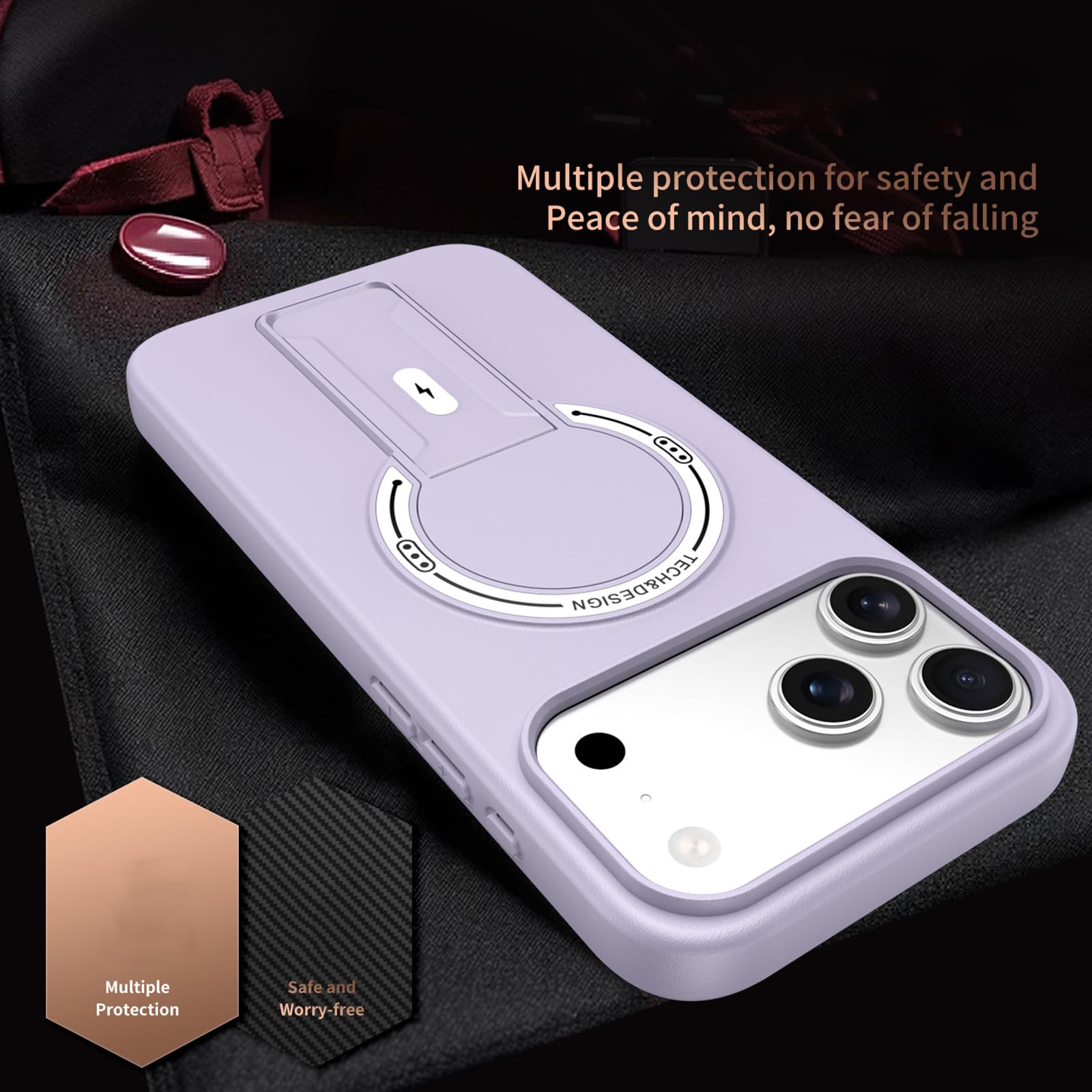 Magnetisch Hülle für iPhone 17 Pro Max/17 Pro/17 Air/17, Dünne Gefrostet rutschfeste Schutzhülle mit Faltbare Ständer Handyhülle,Schwarz,17 Pro