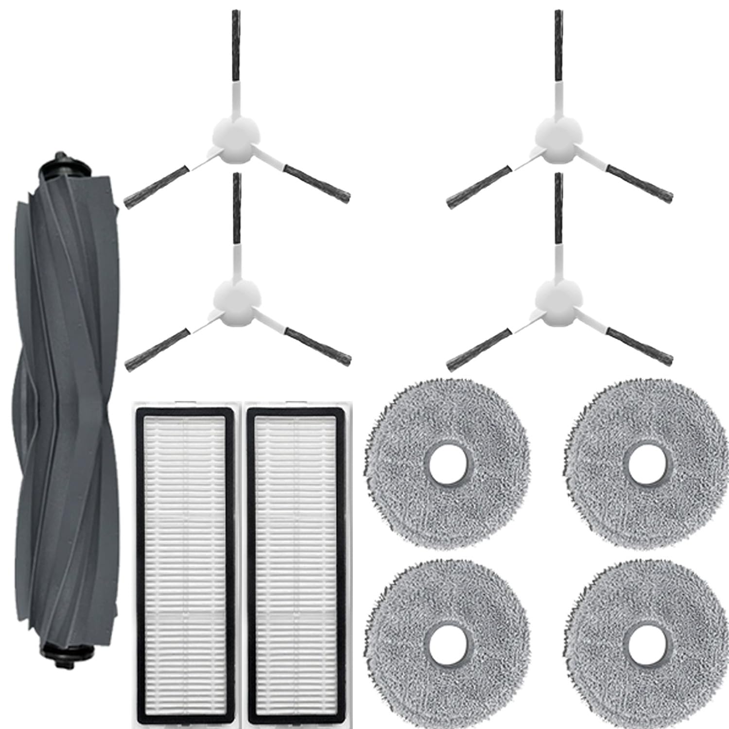 11 Packs Replacement Parts for Dreame L10 Ultra /L10s ultra /L10s pro/ L10 prime Vacuum Cleaner, Replacement Parts Include 1 Main Brush,4 Mop Cloth,2 Hepa Filters,4 Side Brush