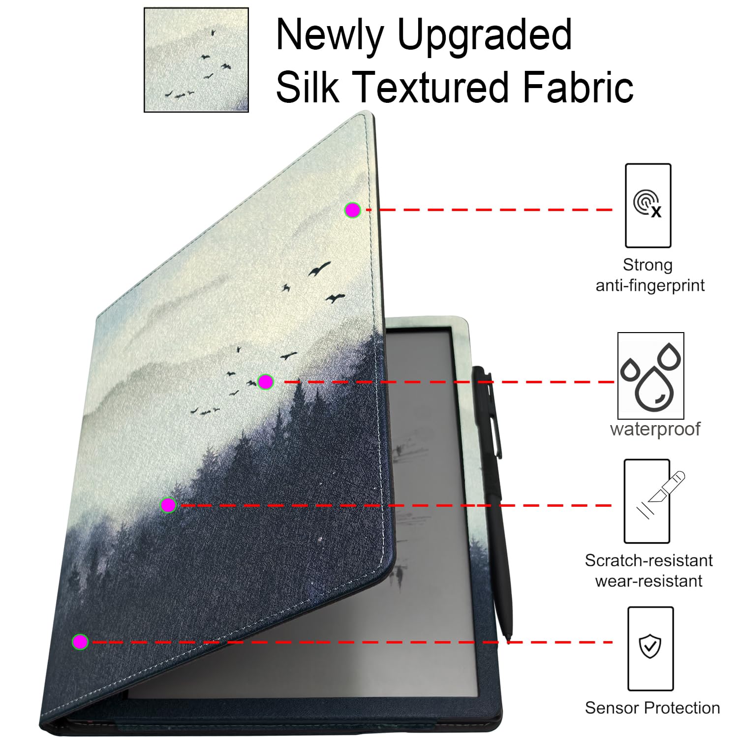 Schutzhülle mit doppeltem Ständer für Onyx Boox Tablet Note Air 5 C/Note Air 4 C/Air 3 C (2025/2024 veröffentlicht), Premium-PU-Leder-Hülle mit automatischer Sleep/Wake-/Doppel-Handschlaufe