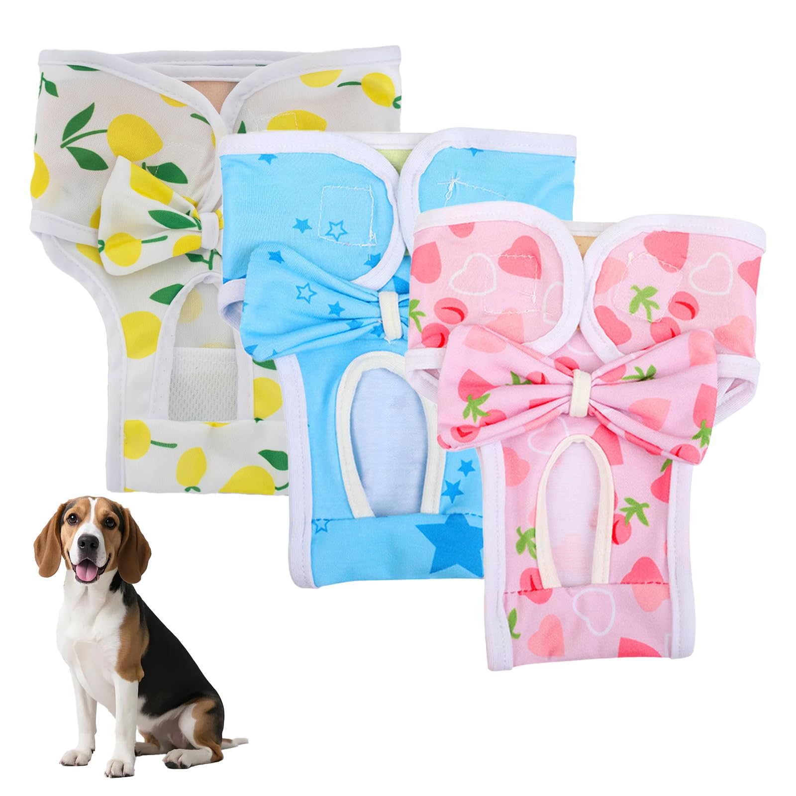 3 Pack Dog Nappies,Reusable Dog Period Pant,Washable Female Period Pants for Dogs,Puppy Sanitary Diapers Wrapsfor Female Pets, Periods Pants (XL 34-40CM)