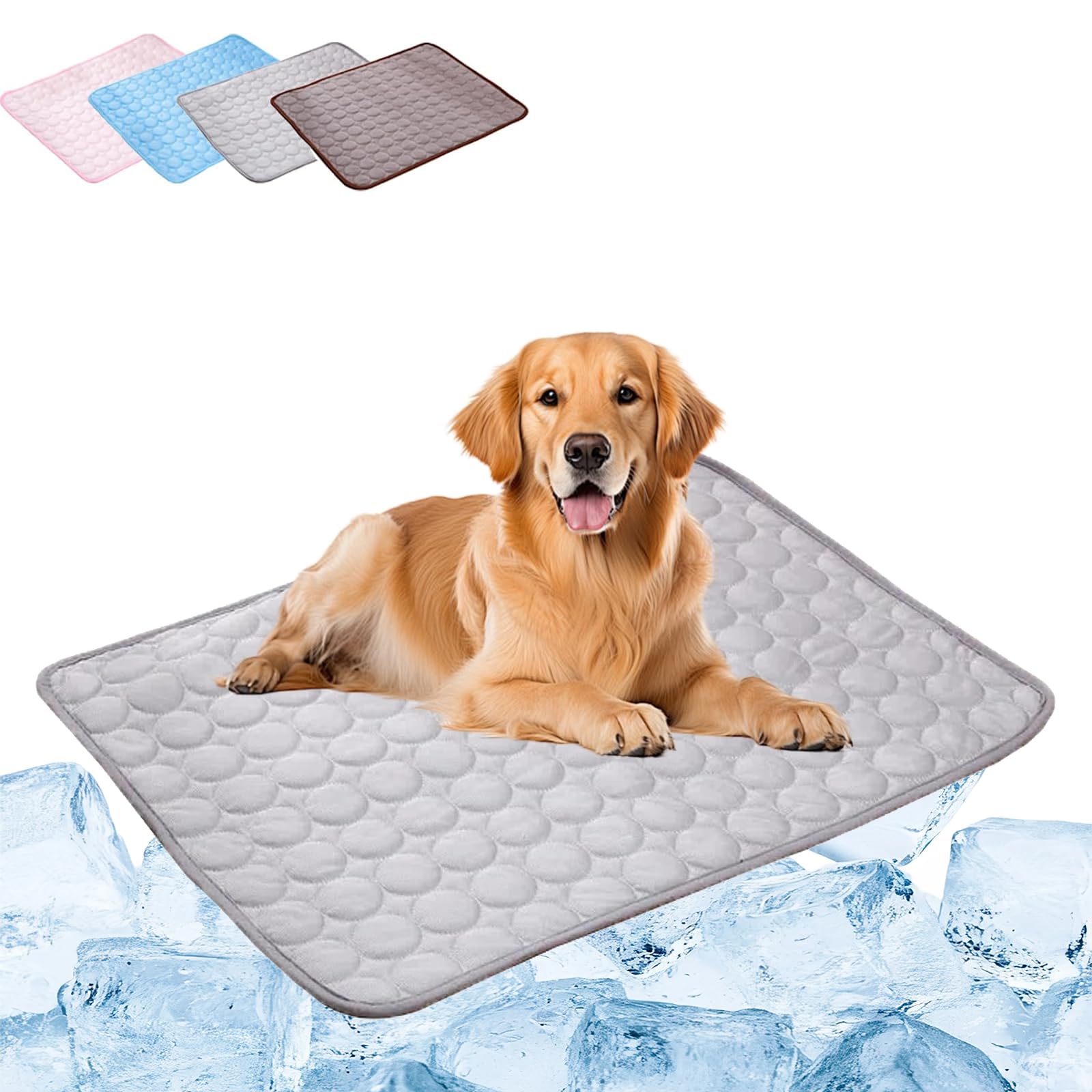 Doleva Cooling Mat, Ice Silk Cooling Mat for Dogs Bed for Summer, Portable Breathable Indoor Pet Cooling Mat for Extra Large, Soft Comfortable| Washable|Non-slip Anti-Scratch (Gray,XXL)