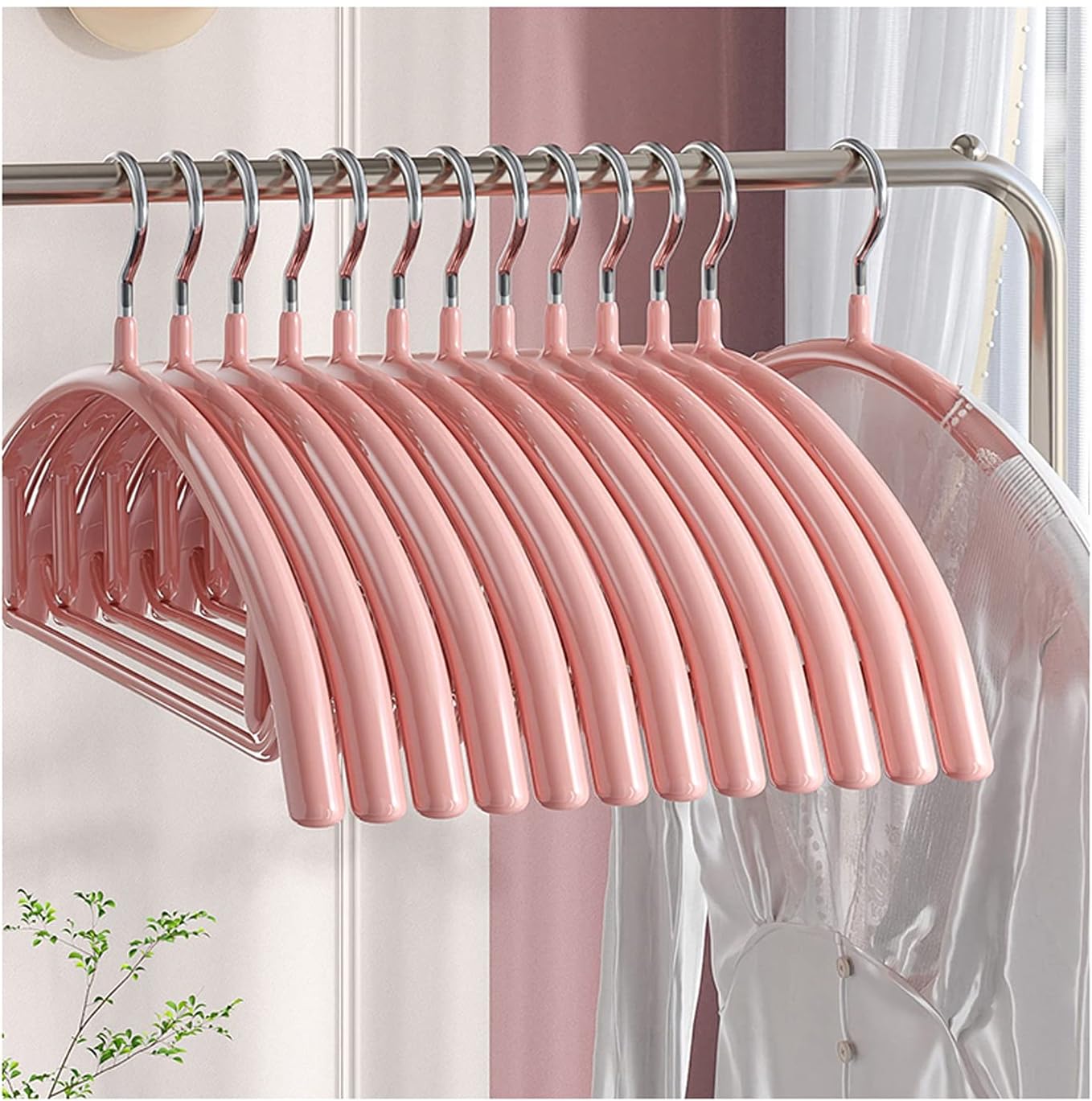 Coat Hanger Suit Hanger Non-Slip Hanging Corner Seamless Household Light Luxury Hanger Hanger Anti-Skid Rack Hook Clothes 20 Packs Clothes Hanger (Color : Pink)