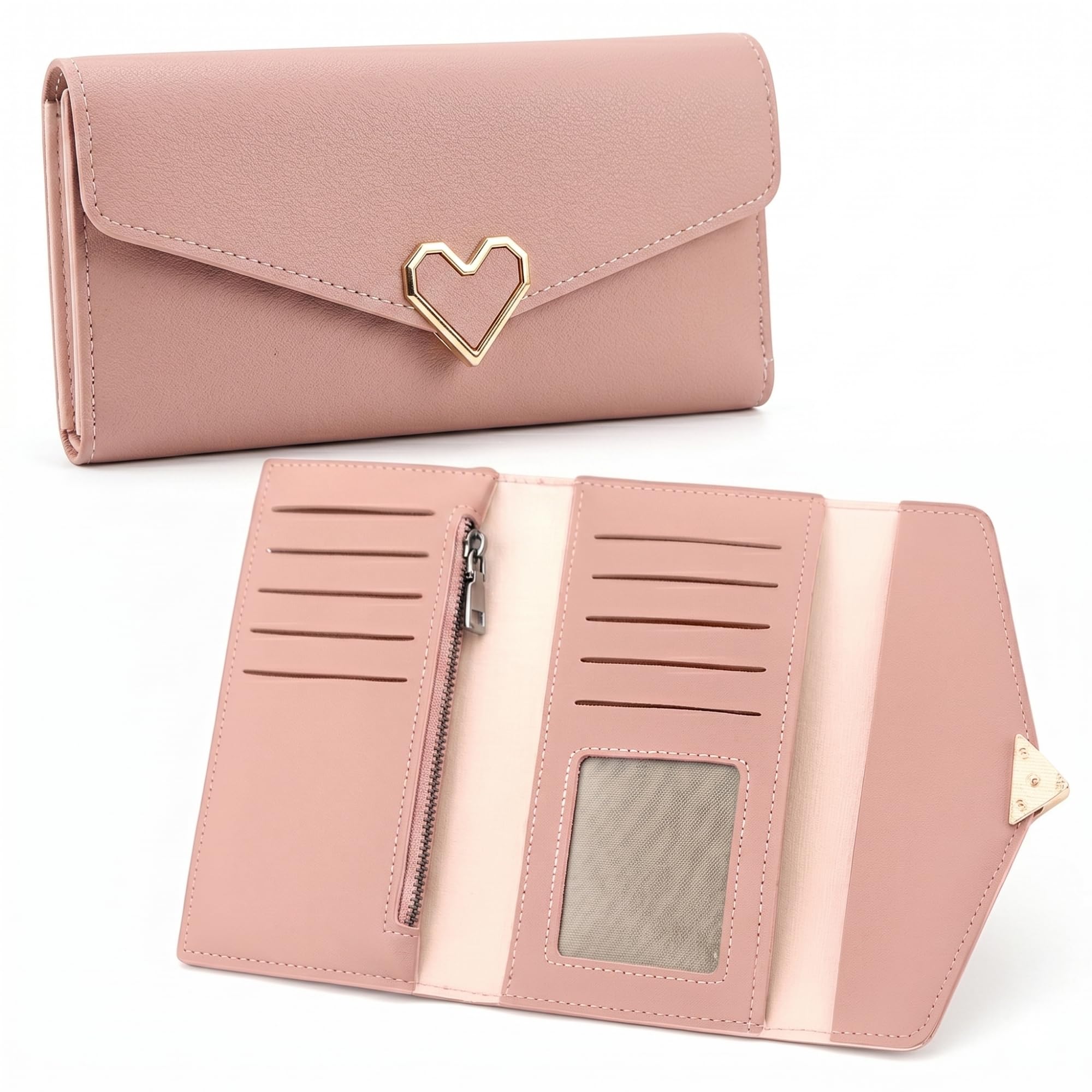 Women’s Wallet – Stylish & Compact Clutch Purse, Card & Coin Holder with 13 Slots, Money Organizer & Travel Wallet for Women (Light Pink)-image-30