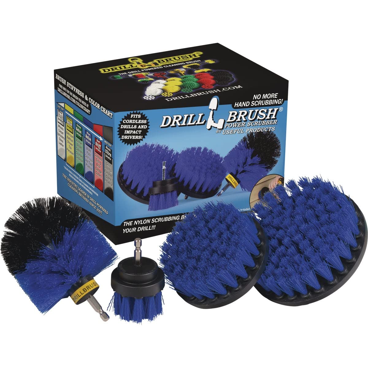 Drillbrush Boat Hull Cleaner Set/Swimming Pool Accessories - Cleaning Drill Brushes for Vinyl Liners - Hot Tubs and Spas Cleaning Brush Kit - Pool